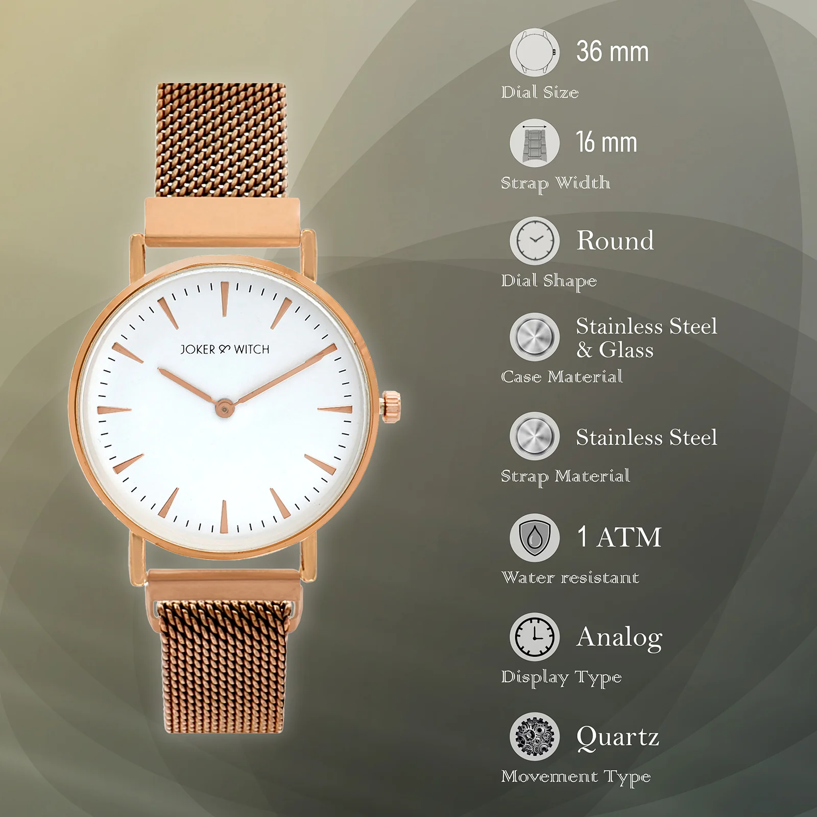 Ivy White Medium Dial Rose Gold Magnetic Strap Women's Watch - Image 5