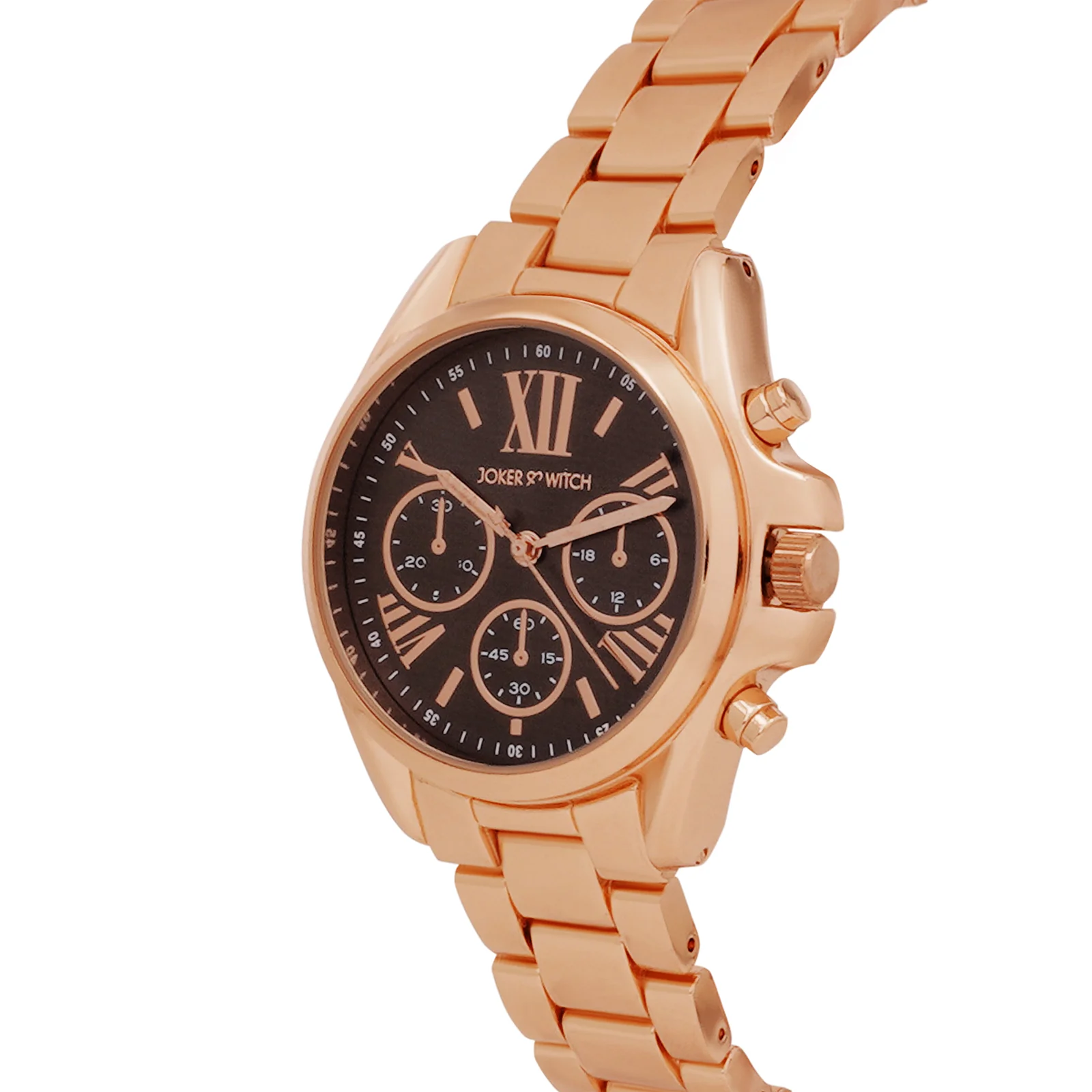 Meghan Black Large Dial Rose Gold Linked Chain Strap Women's Watch - Image 4
