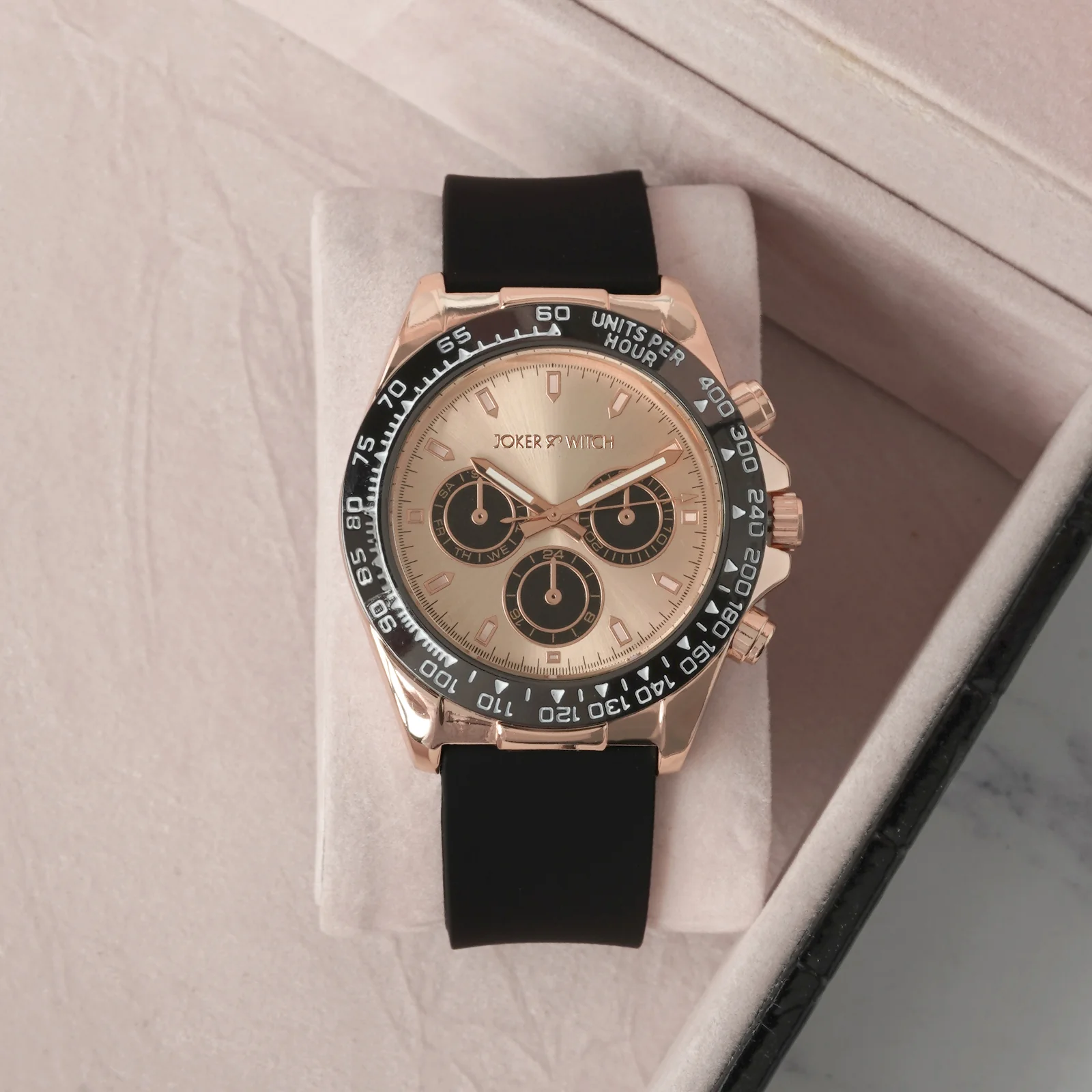 Jesko Rose Gold Large Dial Black Silicone Strap Men's Watch - Image 3