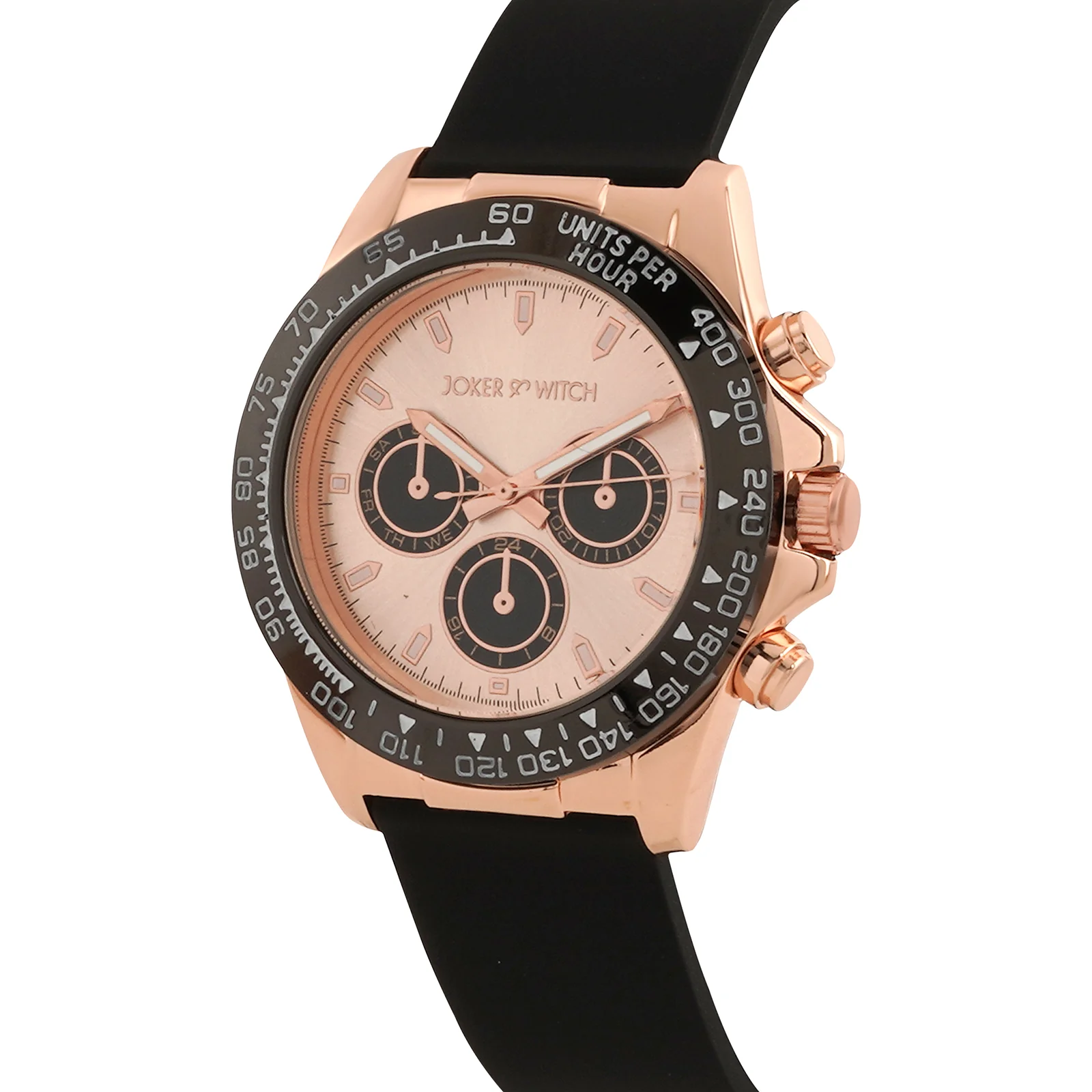Jesko Rose Gold Large Dial Black Silicone Strap Men's Watch - Image 4