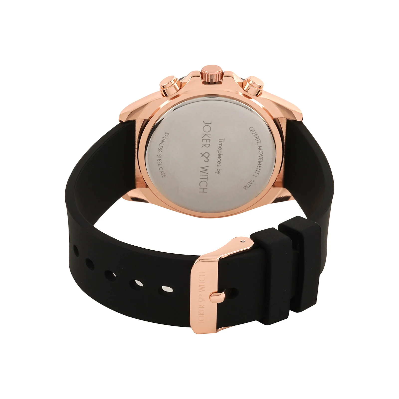 Jesko Rose Gold Large Dial Black Silicone Strap Men's Watch - Image 6