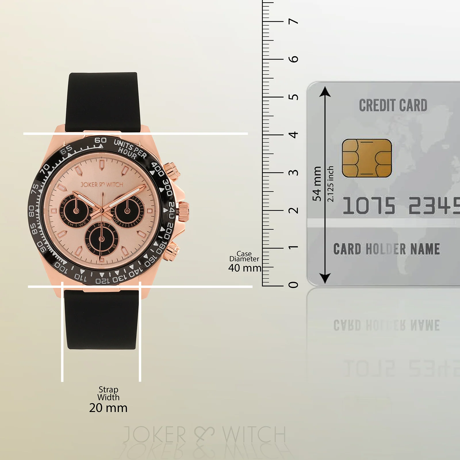 Jesko Rose Gold Large Dial Black Silicone Strap Men's Watch - Image 8