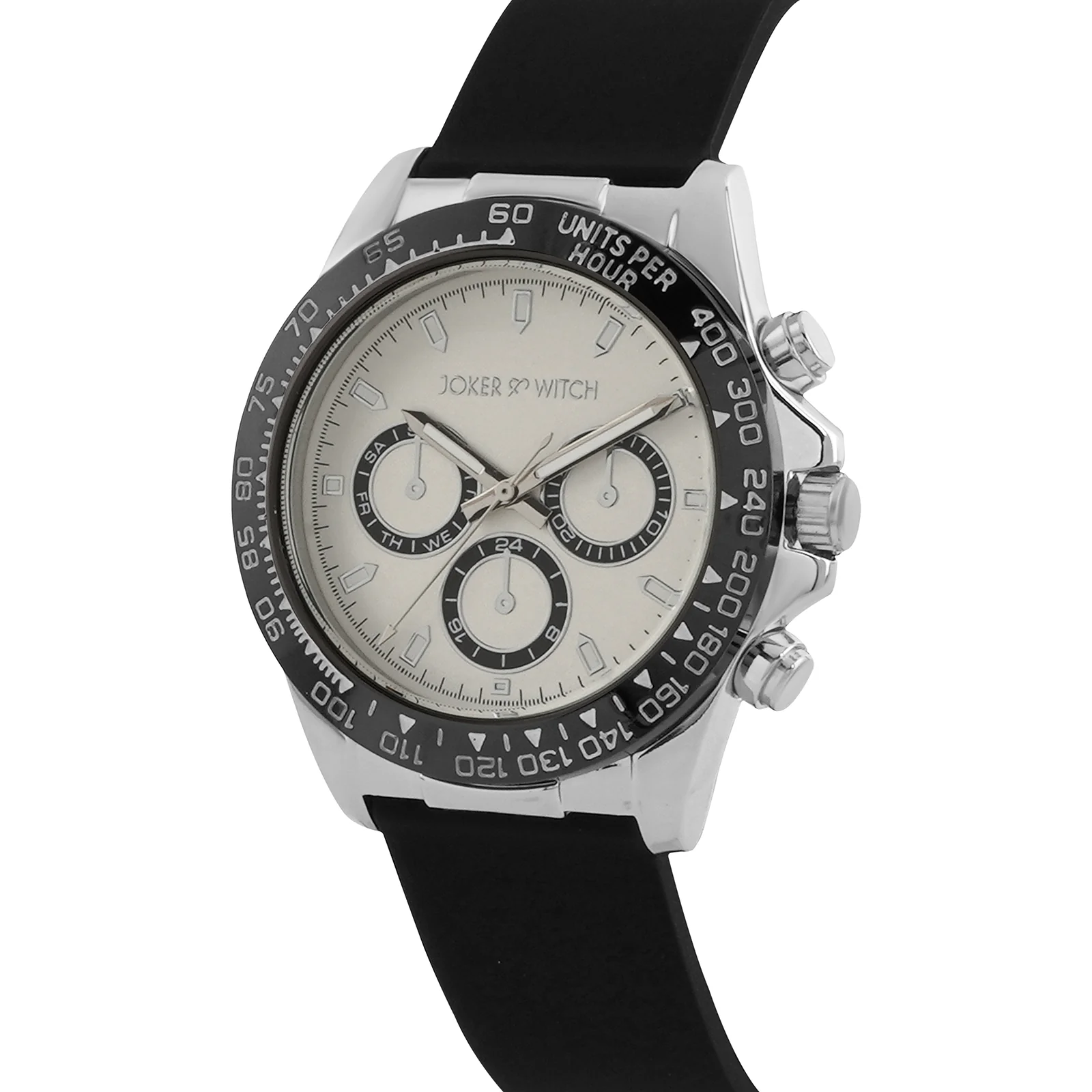 Jesko Silver Large Dial Black Silicone Strap Men's Watch - Image 4
