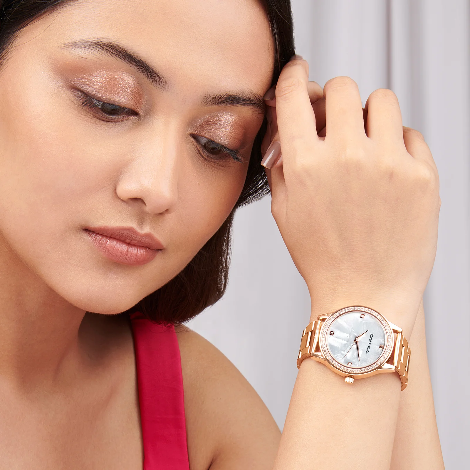Jia Grey Large Dial Rose Gold Linked Chain Strap Women's Watch - Image 2