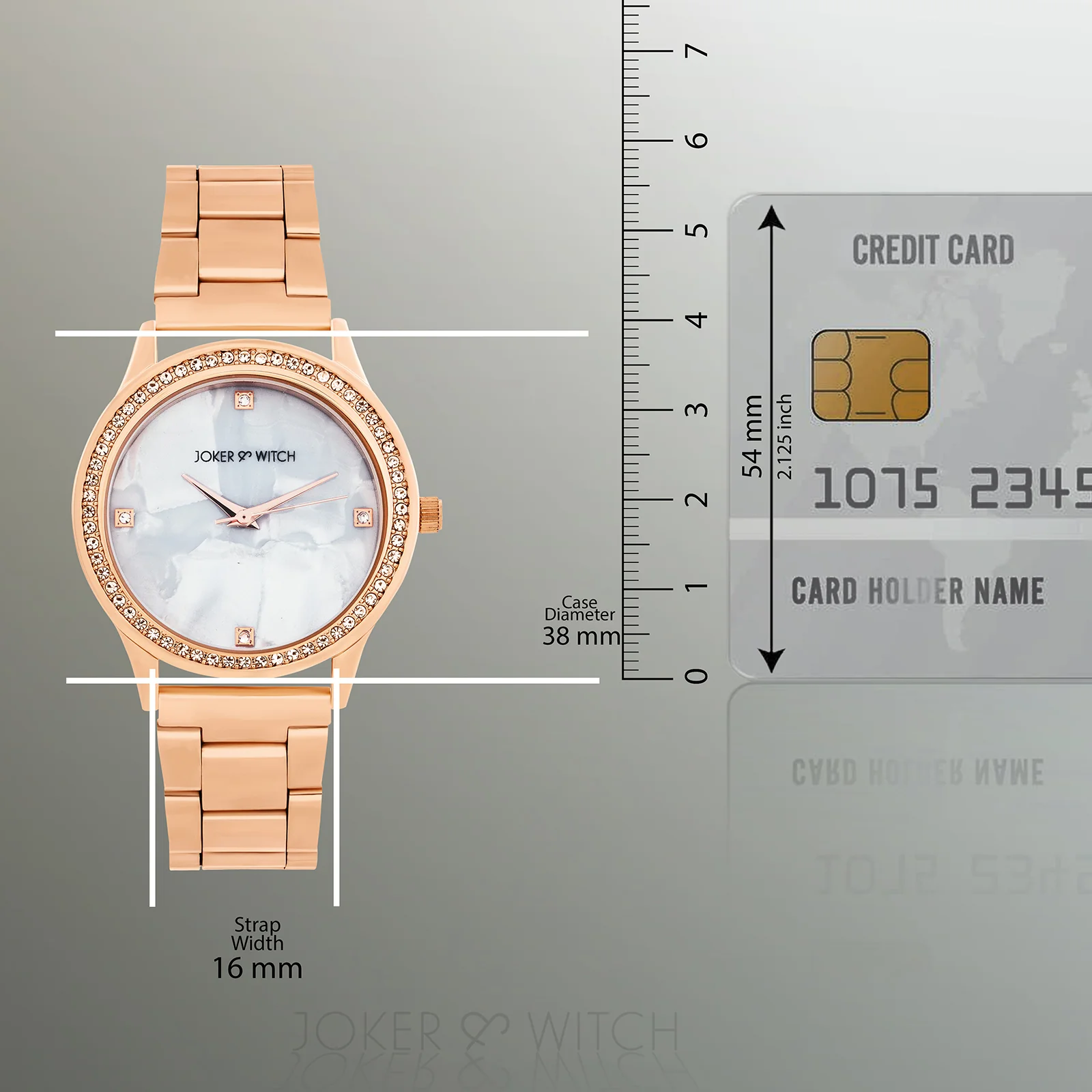 Jia Grey Large Dial Rose Gold Linked Chain Strap Women's Watch - Image 8