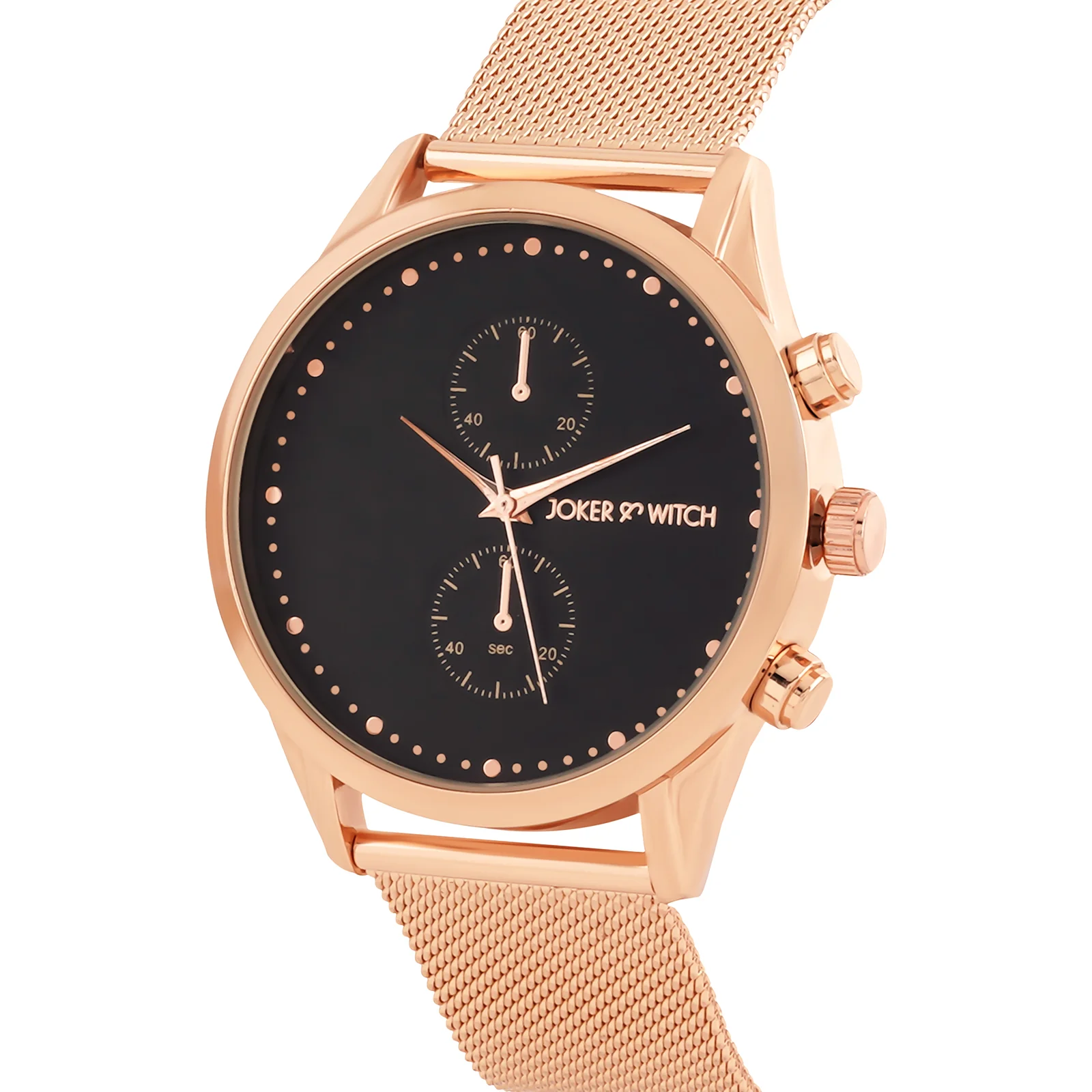 Quant Black XLarge Dial Rose Gold Mesh Strap Men's Watch - Image 4