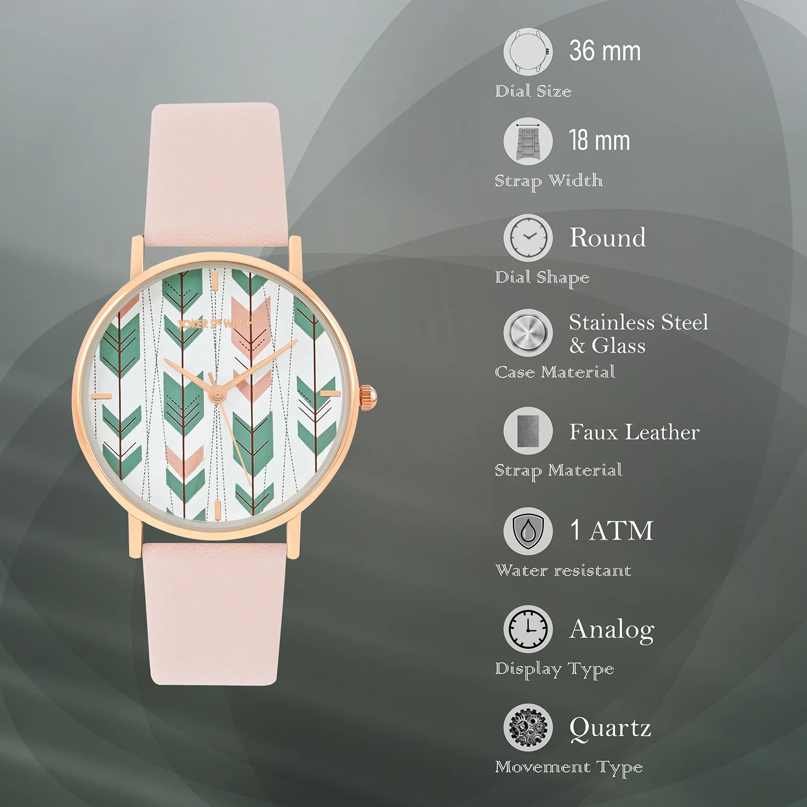 Printed Enchantress Multicolor Medium Dial Pink PU Strap Women's Watch - Image 7