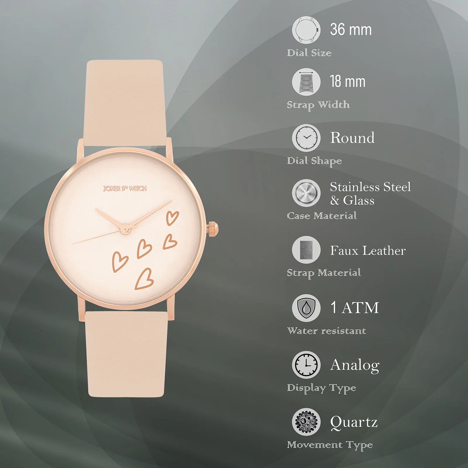 Printed Jubilant Beige Medium Dial PU Strap Women's Watch - Image 7