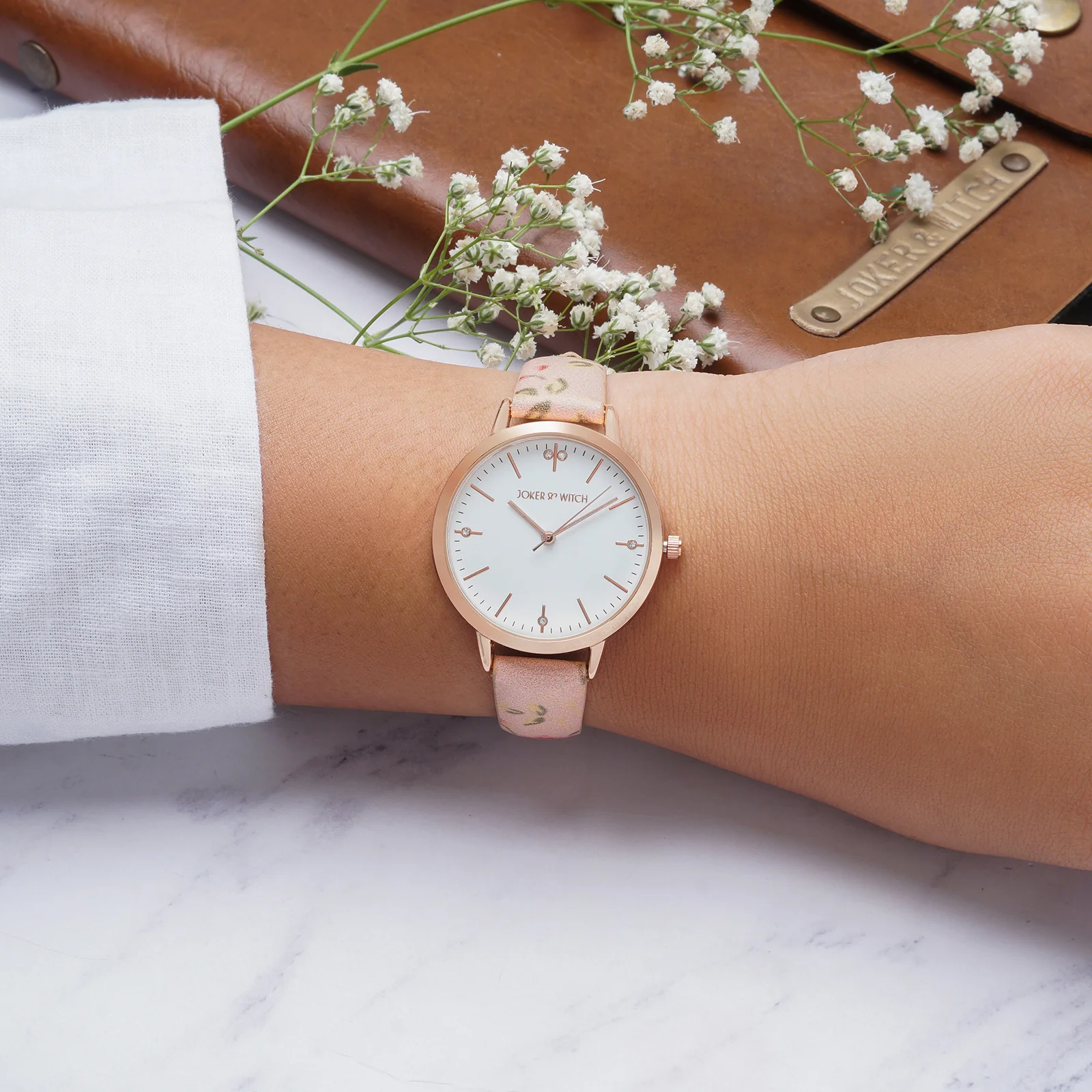 Julina White Medium Dial Pink PU Printed Strap Women's Watch - Image 3