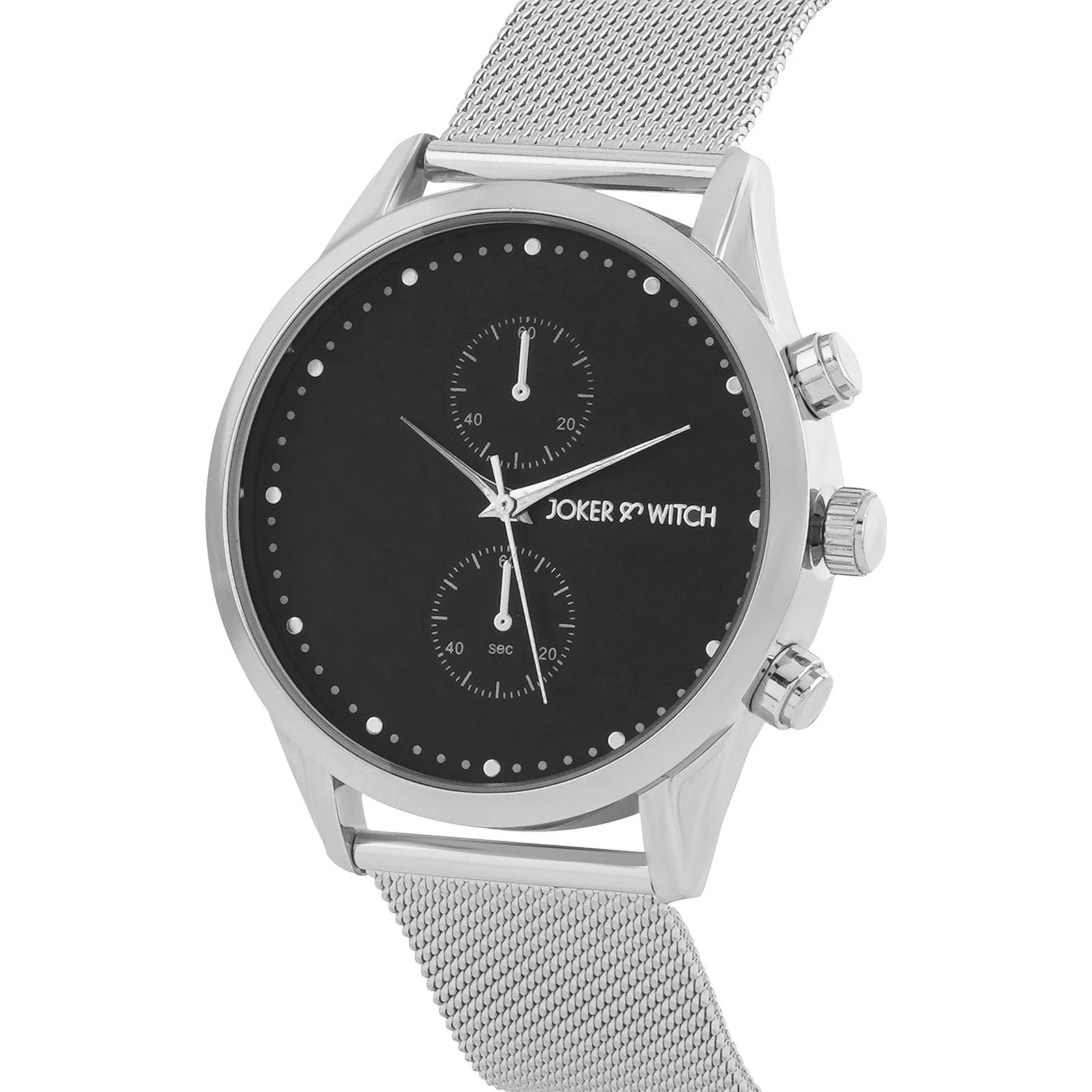 Quant Black XLarge Dial Silver Mesh Strap Men's Watch - Image 4