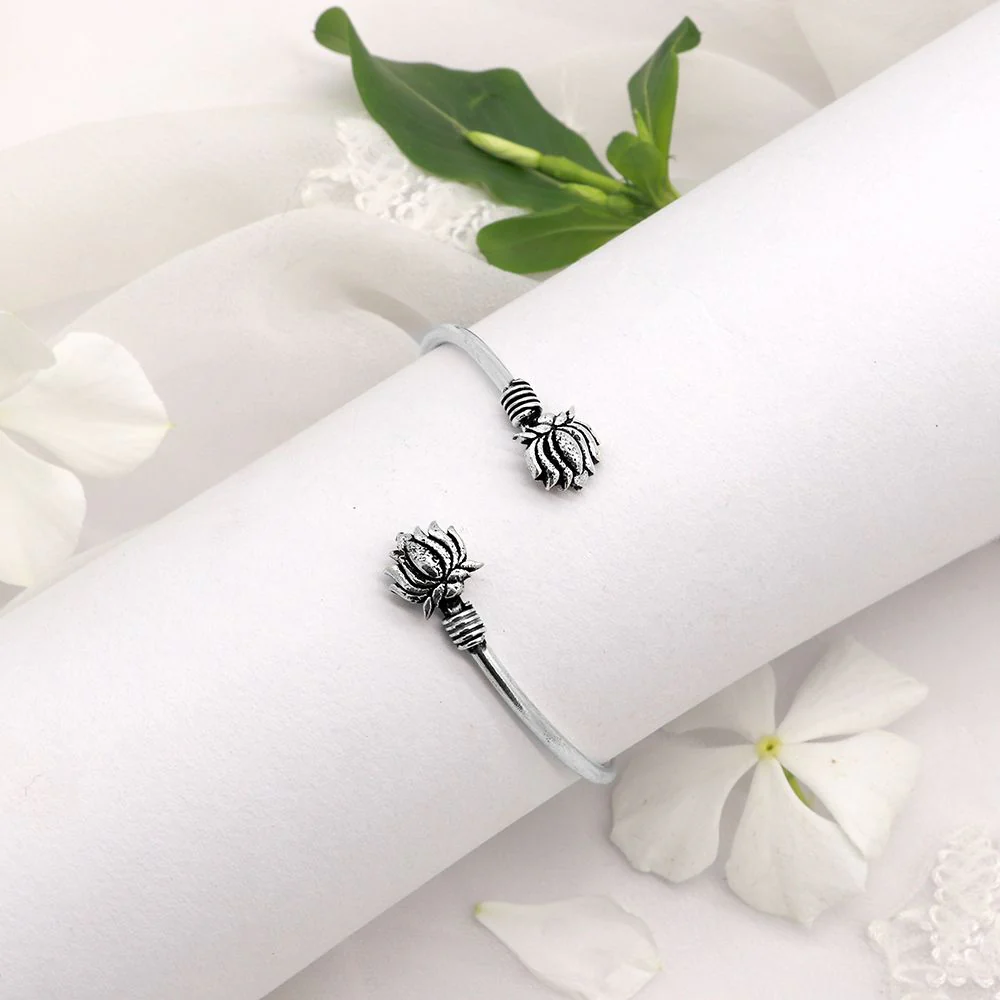Kamal Silver Oxidized Bracelet Cuff - Image 2