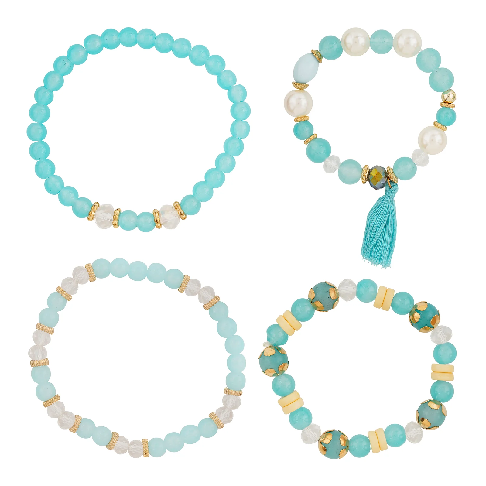 Karma Aqua Blue Beaded Bracelet - Image 3