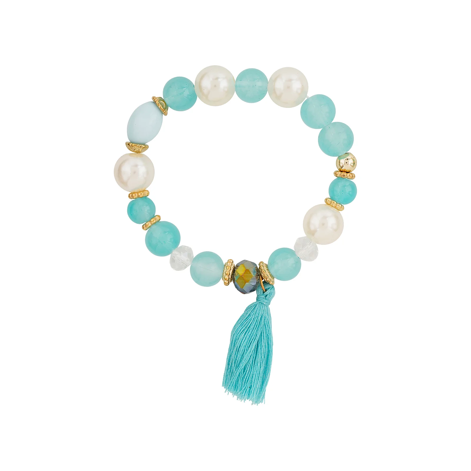 Karma Aqua Blue Beaded Bracelet - Image 4