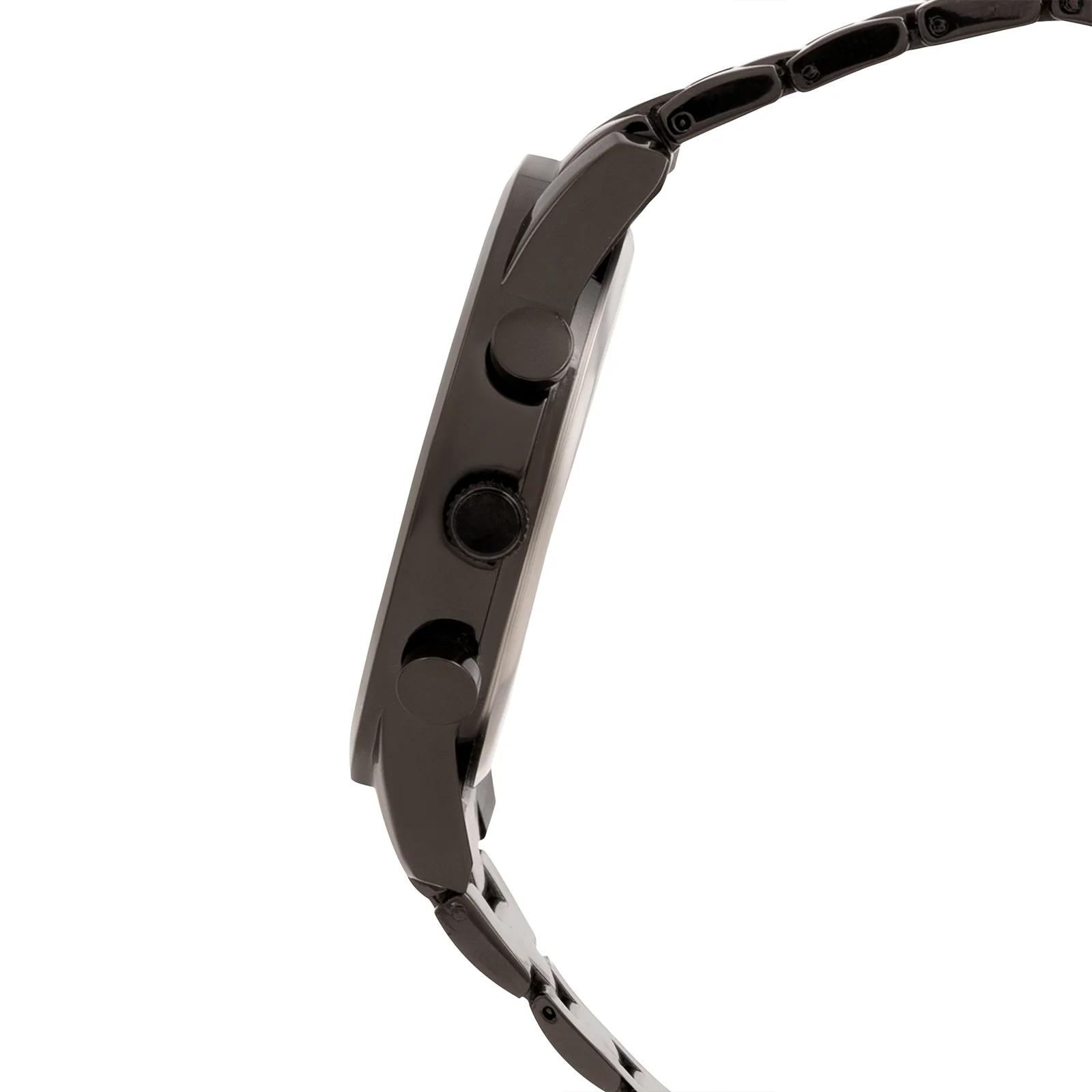 Kasdan Black Large Dial Gunmetal Linked Chain Strap Men's Watch - Image 5