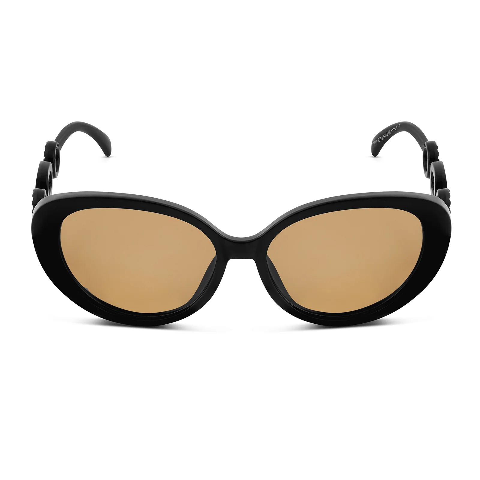 Kate Black Retro Oval Thick Sunglasses With Chain Temples - Image 3