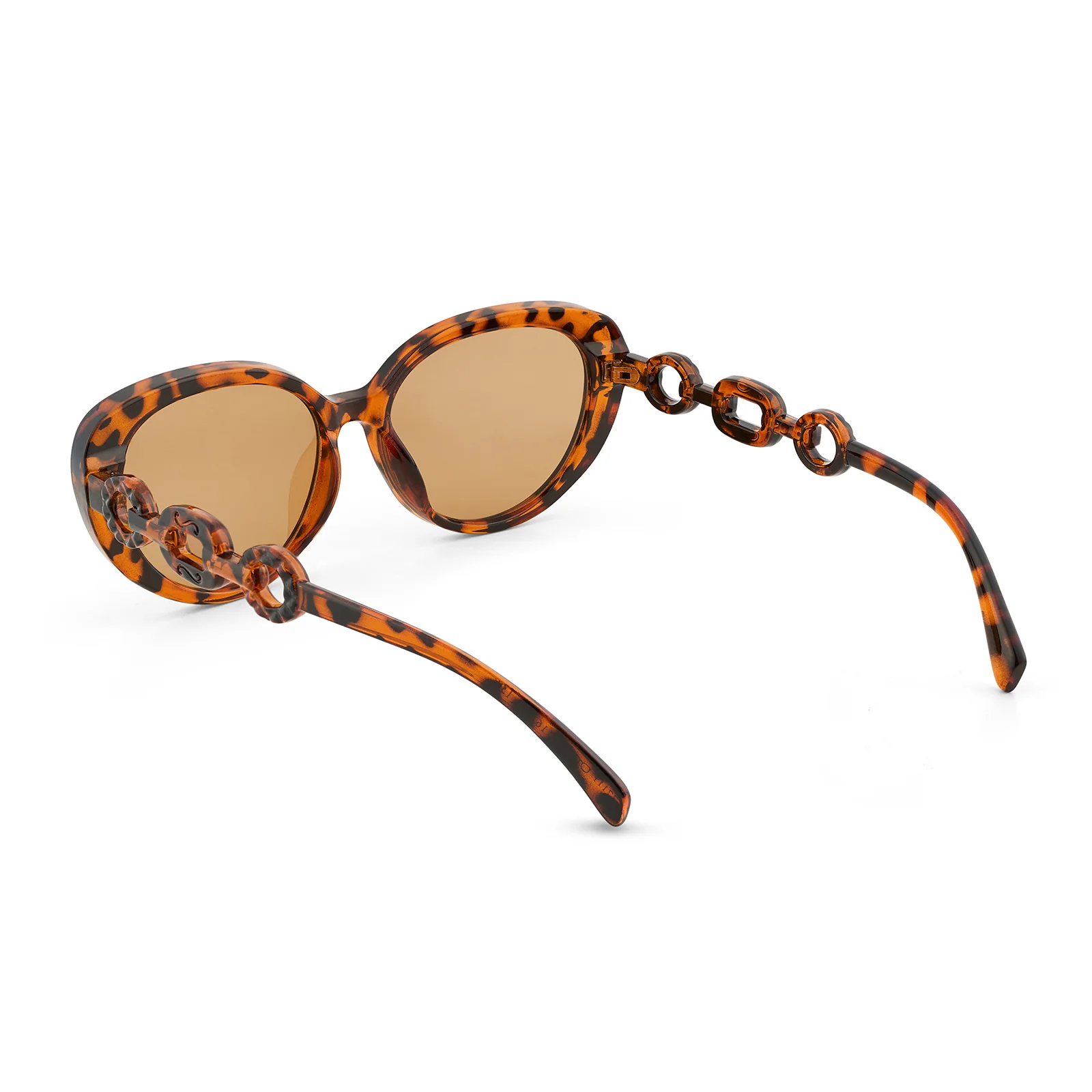 Kate Tortoise Shell Retro Oval Thick Sunglasses With Chain Temples - Image 6