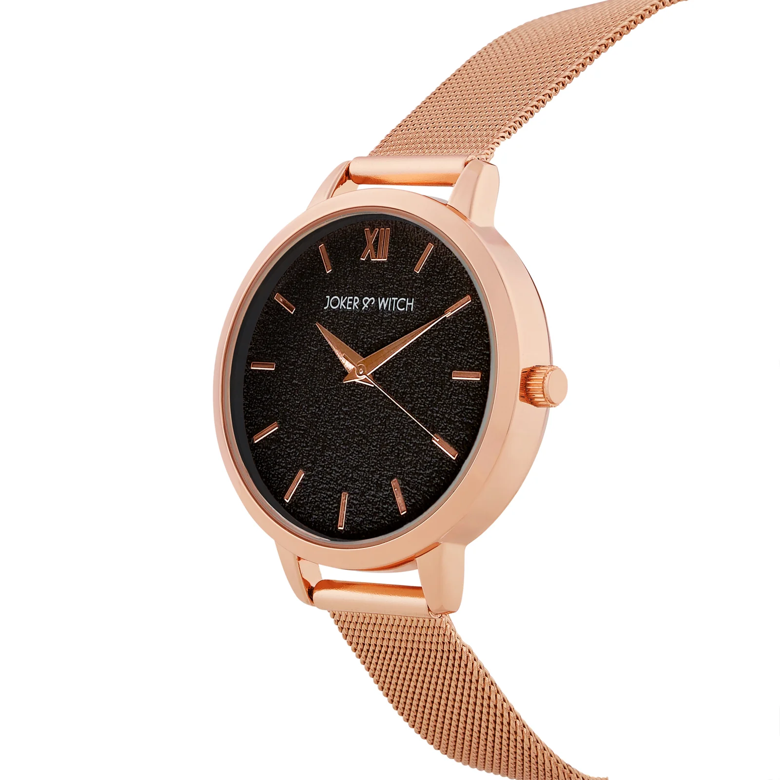 Kathy Black Medium Dial Rose Gold Mesh Strap Women's Watch - Image 4