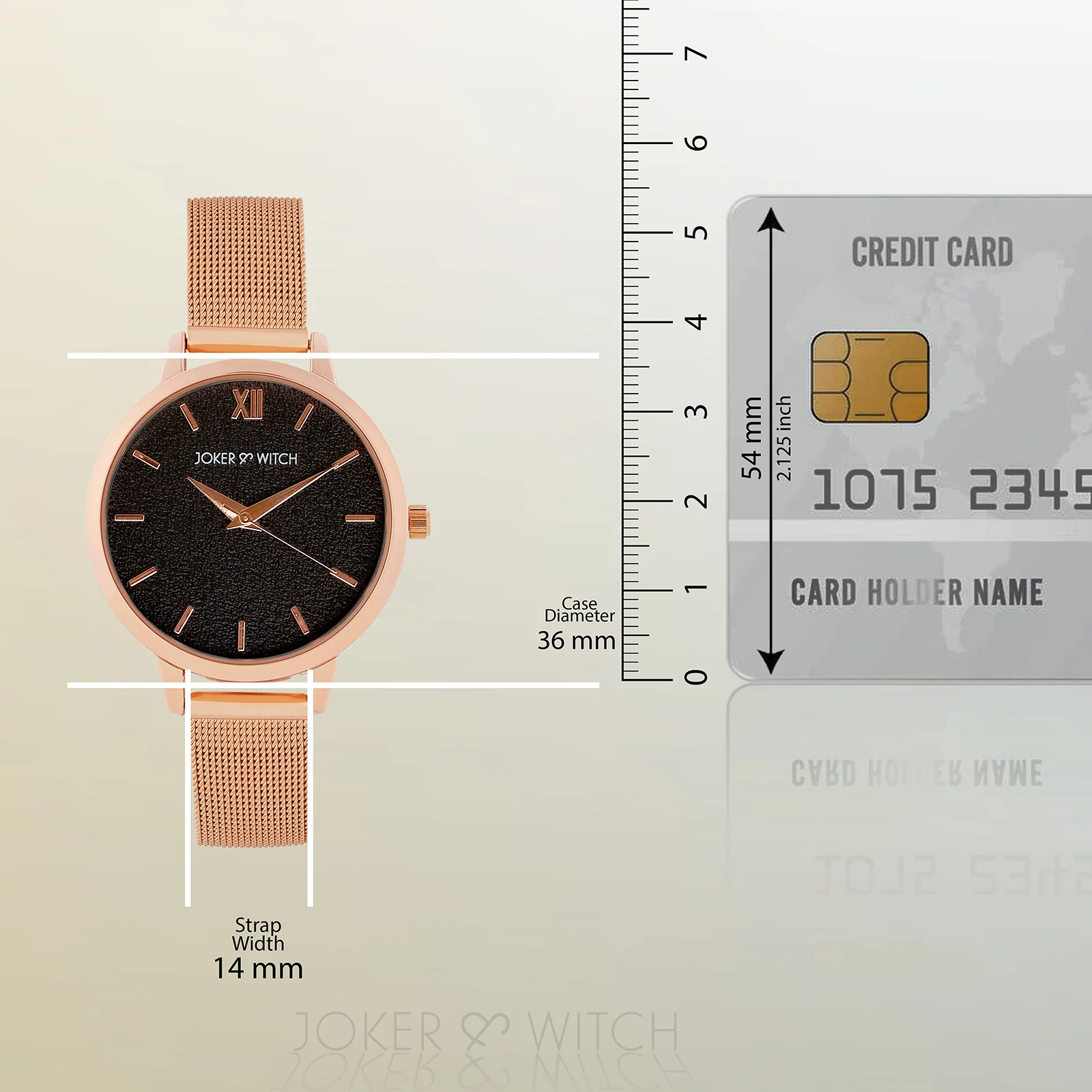 Kathy Black Medium Dial Rose Gold Mesh Strap Women's Watch - Image 8