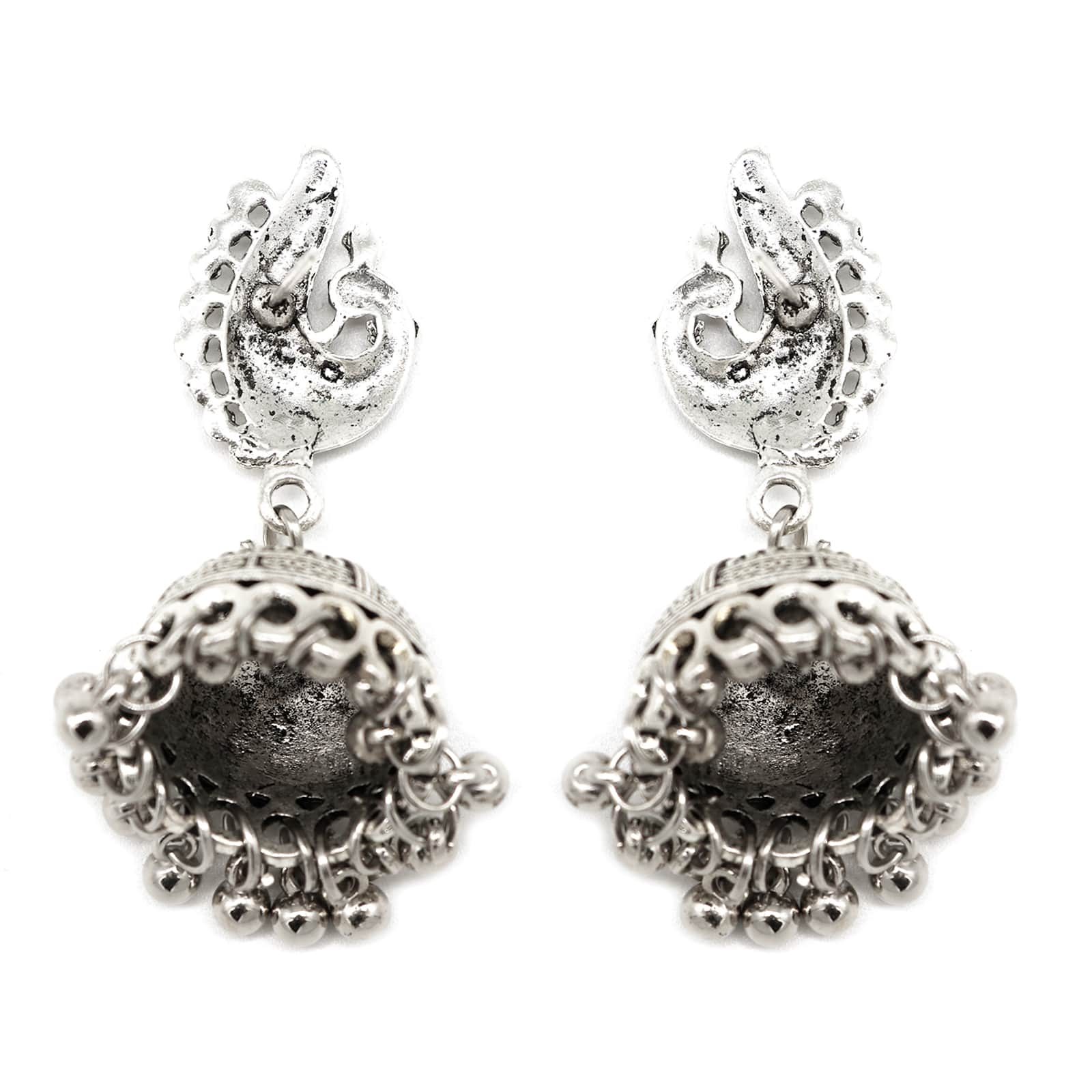 Kaveesha Silver Oxidized Peacock Necklace Set - Image 8