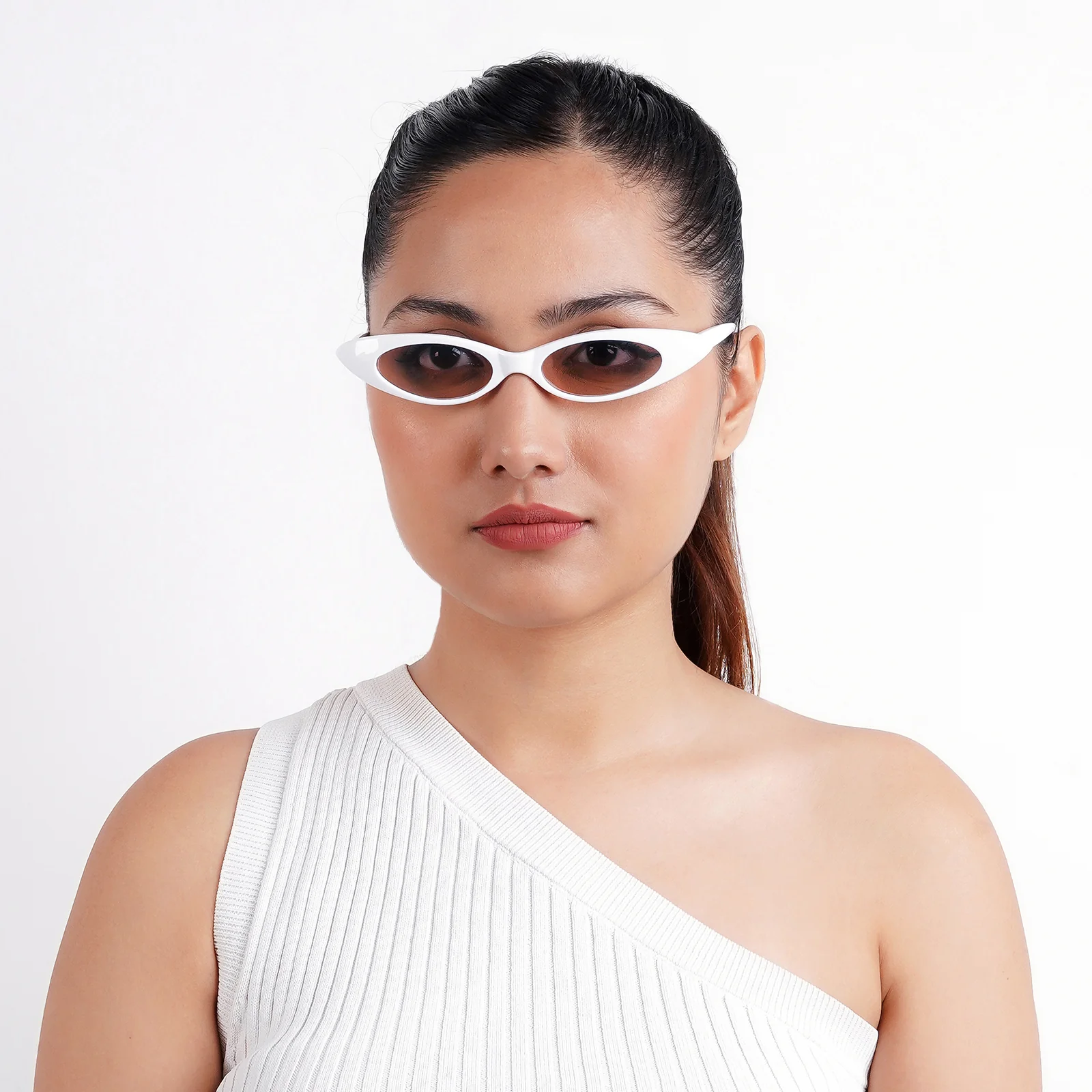 Kendall White & Pink Cat Eye Sunglasses - Image 3