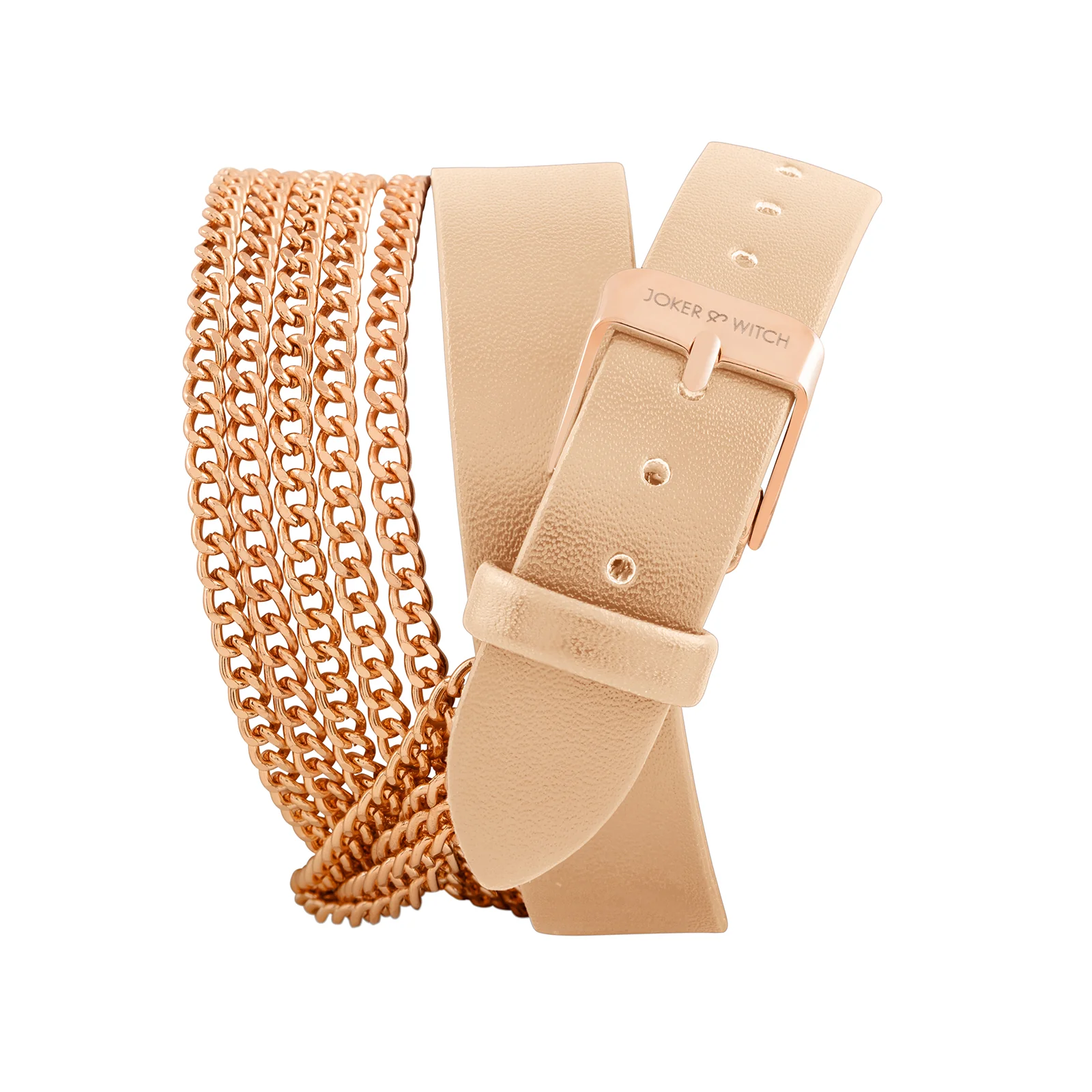 Kenny White Medium Dial Beige PU-Chain Wrap Around Strap Women's Watch - Image 5