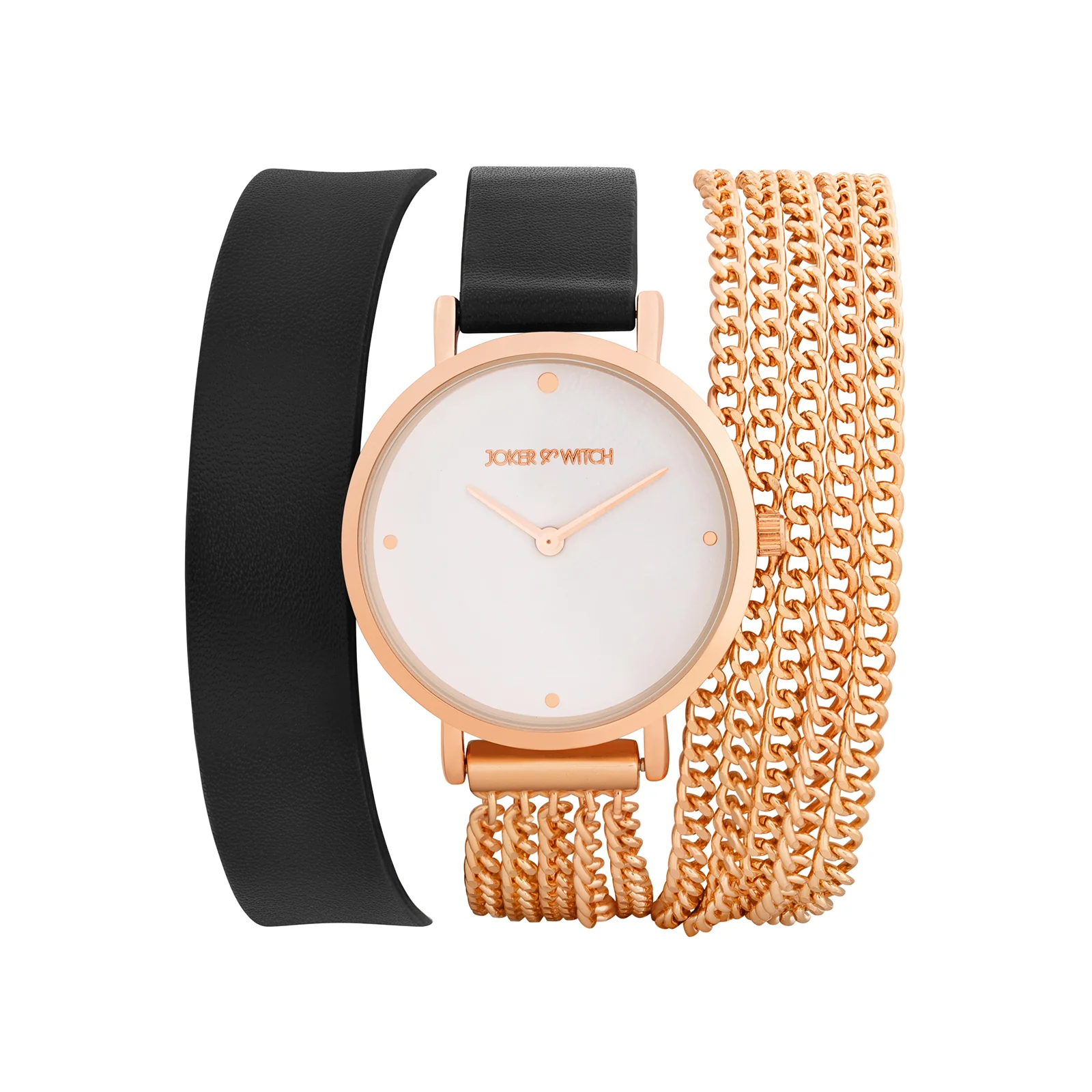 Kenny White Medium Dial Black PU-Chain Wrap Around Strap Women's Watch - Image 3
