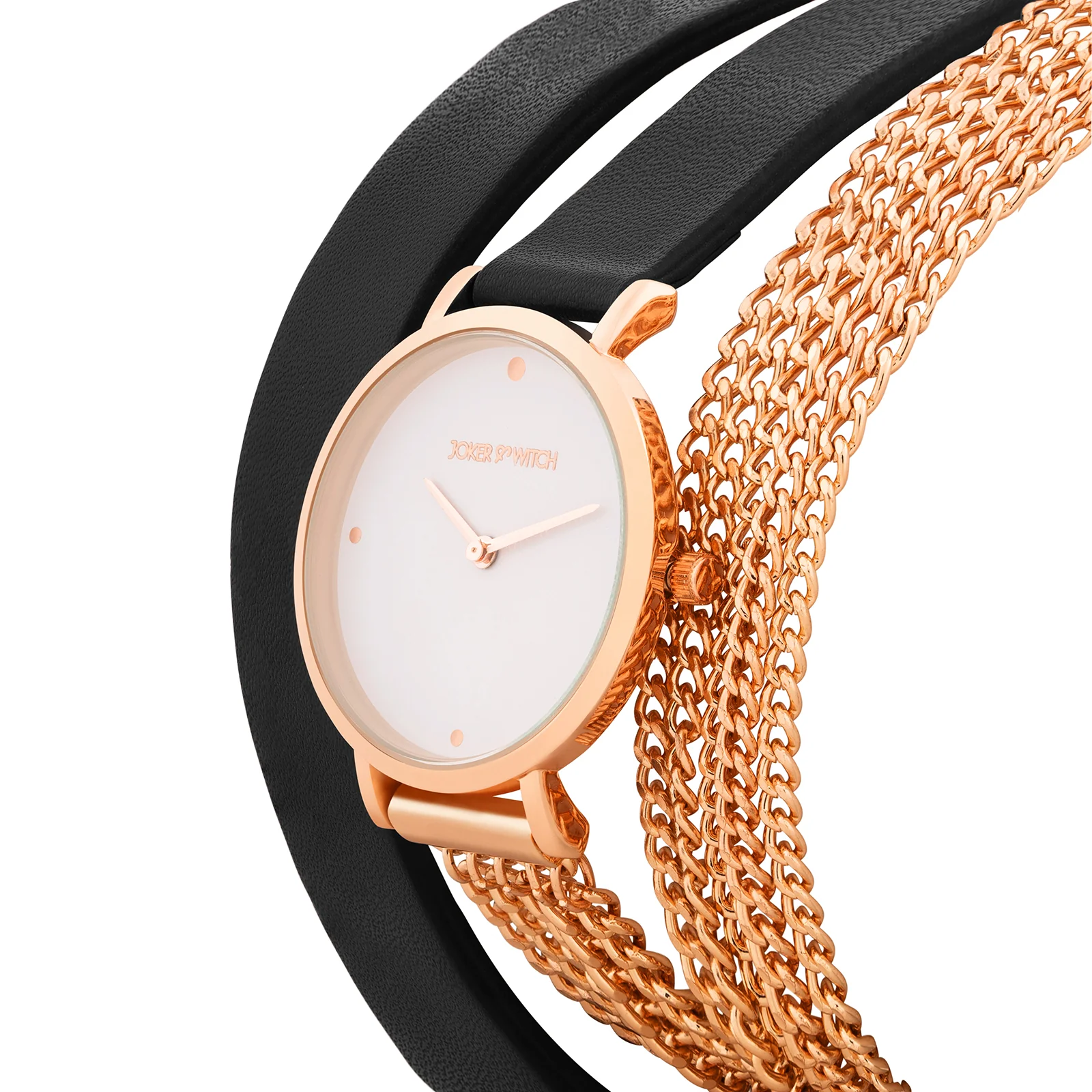 Kenny White Medium Dial Black PU-Chain Wrap Around Strap Women's Watch - Image 4