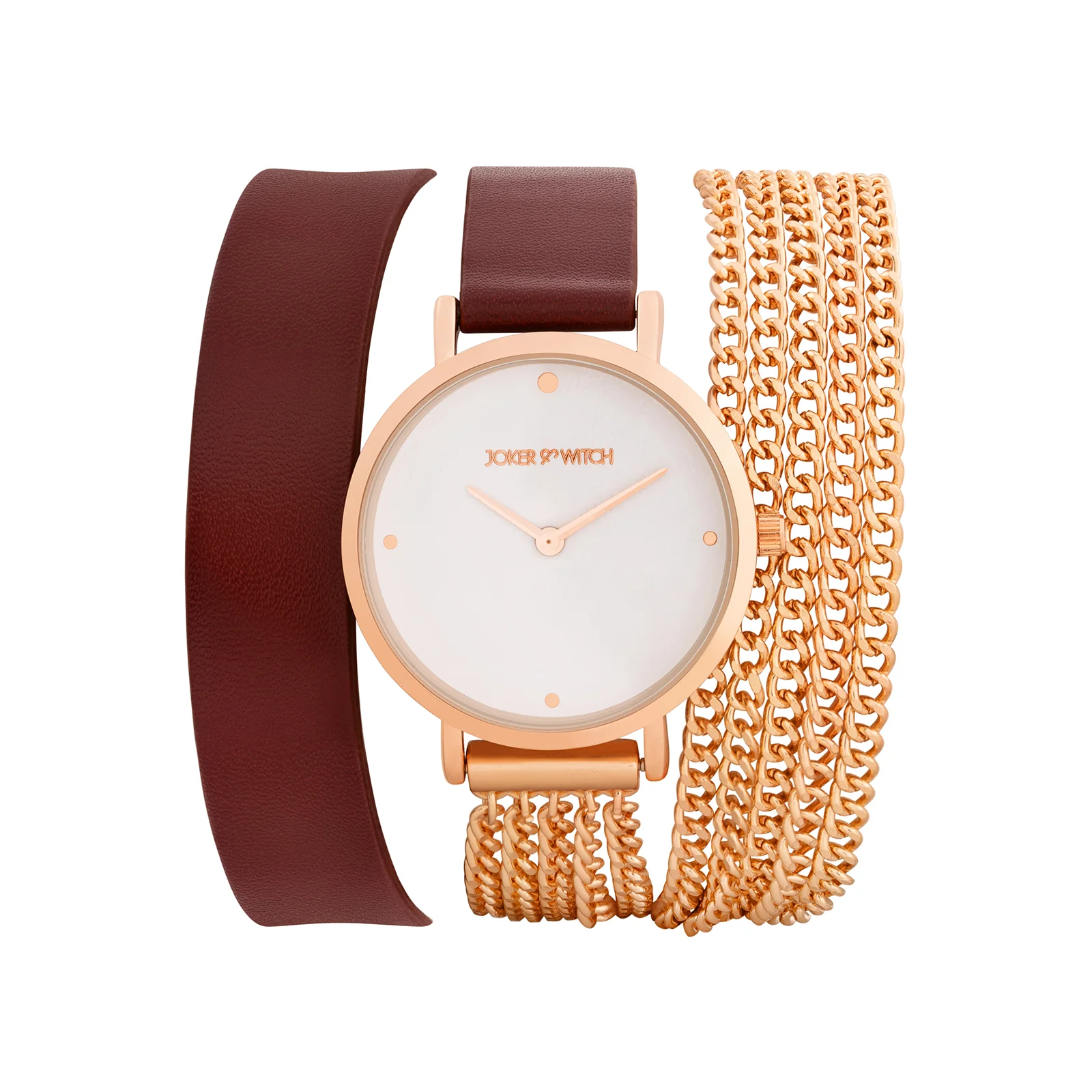 Kenny White Medium Dial Maroon PU-Chain Wrap Around Strap Women's Watch - Image 3