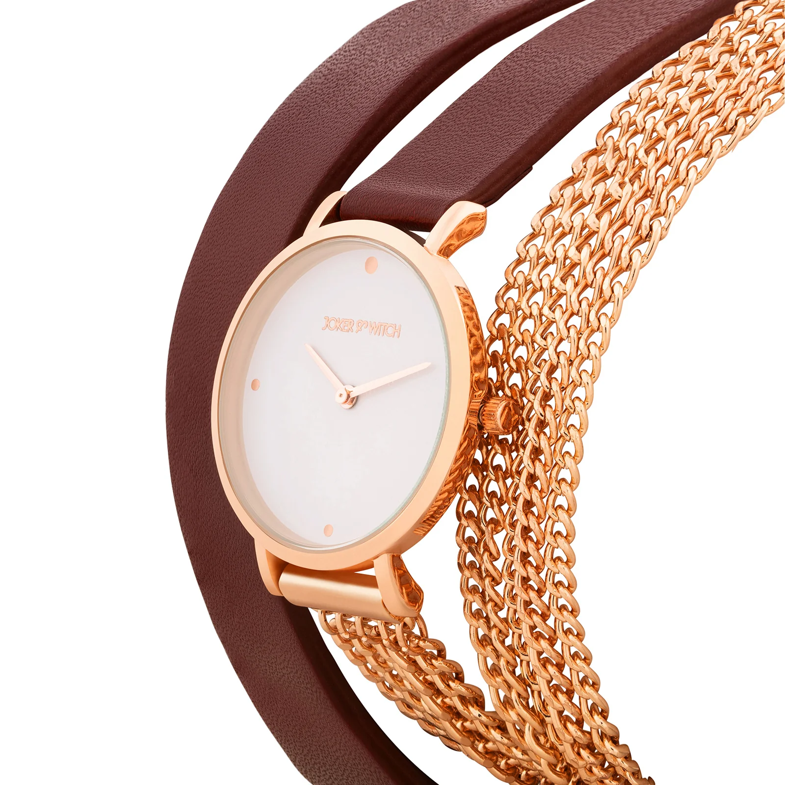 Kenny White Medium Dial Maroon PU-Chain Wrap Around Strap Women's Watch - Image 4