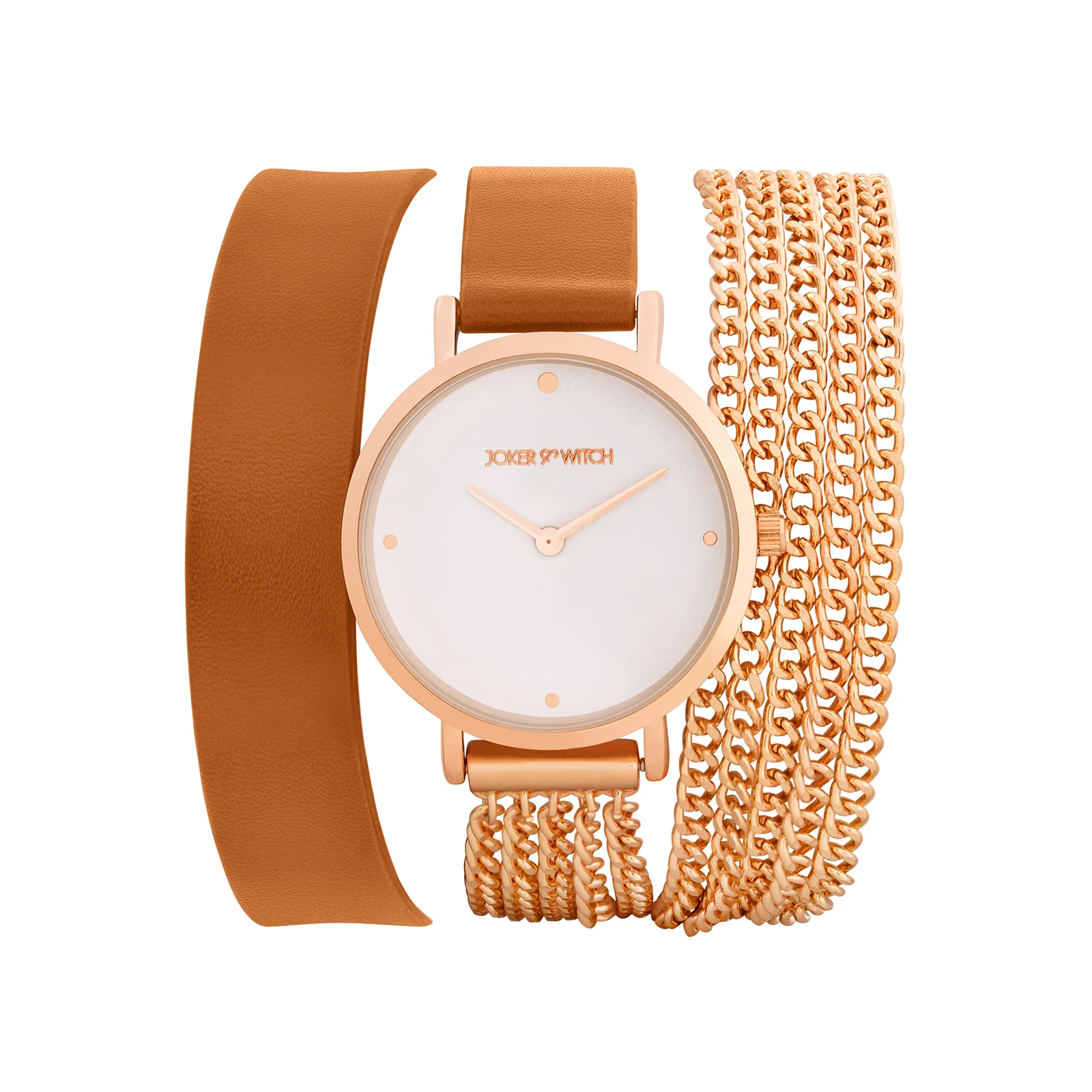 Kenny White Medium Dial Brown PU-Chain Wrap Around Strap Women's Watch - Image 3