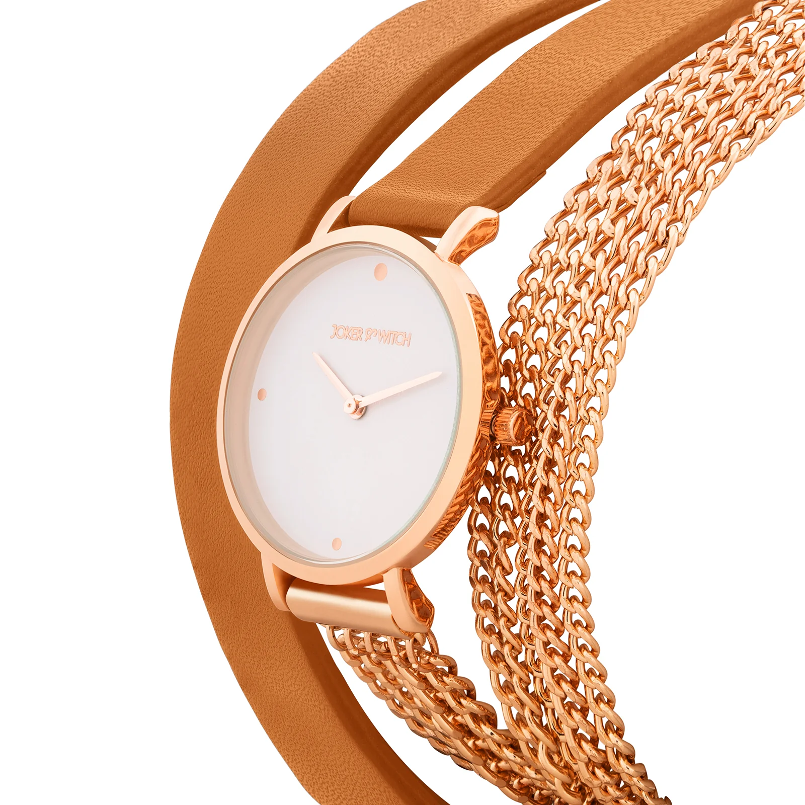 Kenny White Medium Dial Brown PU-Chain Wrap Around Strap Women's Watch - Image 4