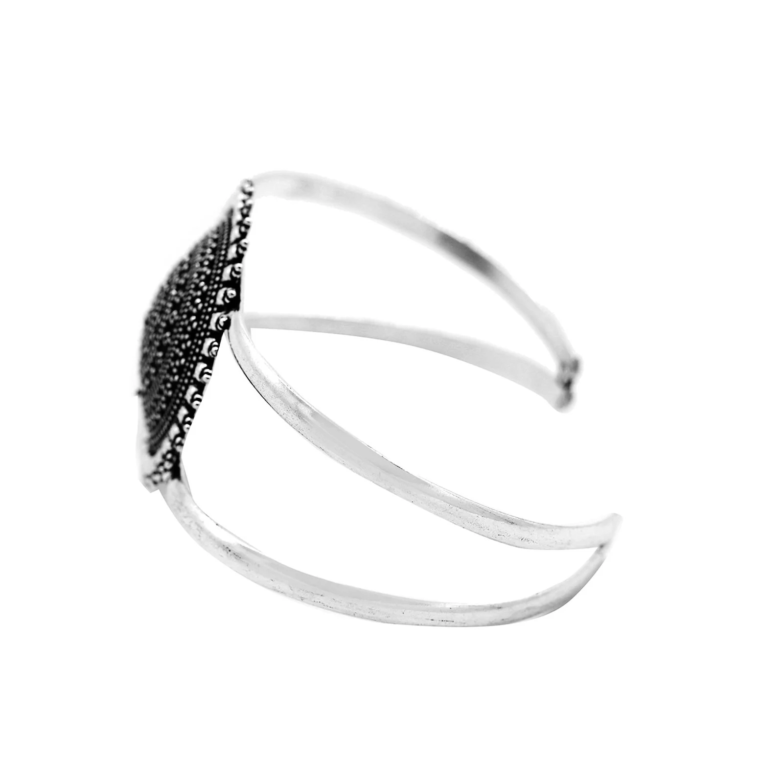 Kimaya Circular Silver Oxidized Cuff - Image 4