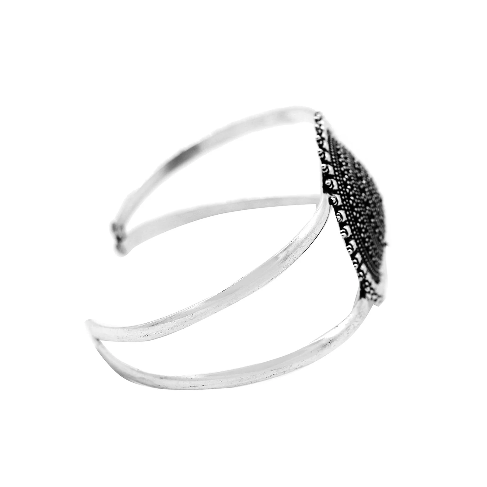 Kimaya Circular Silver Oxidized Cuff - Image 5