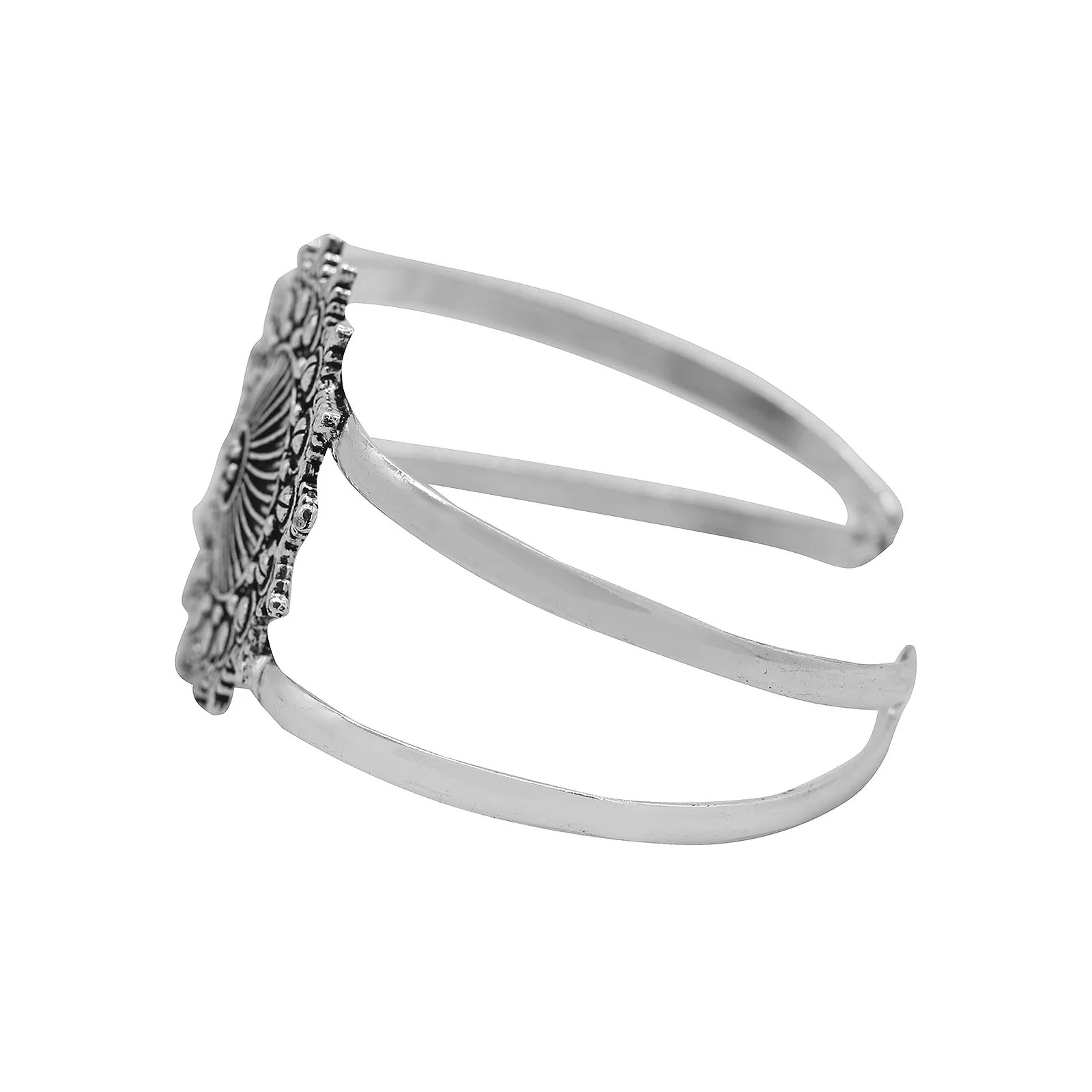 Kimaya Mandala Silver Oxidized Cuff - Image 4