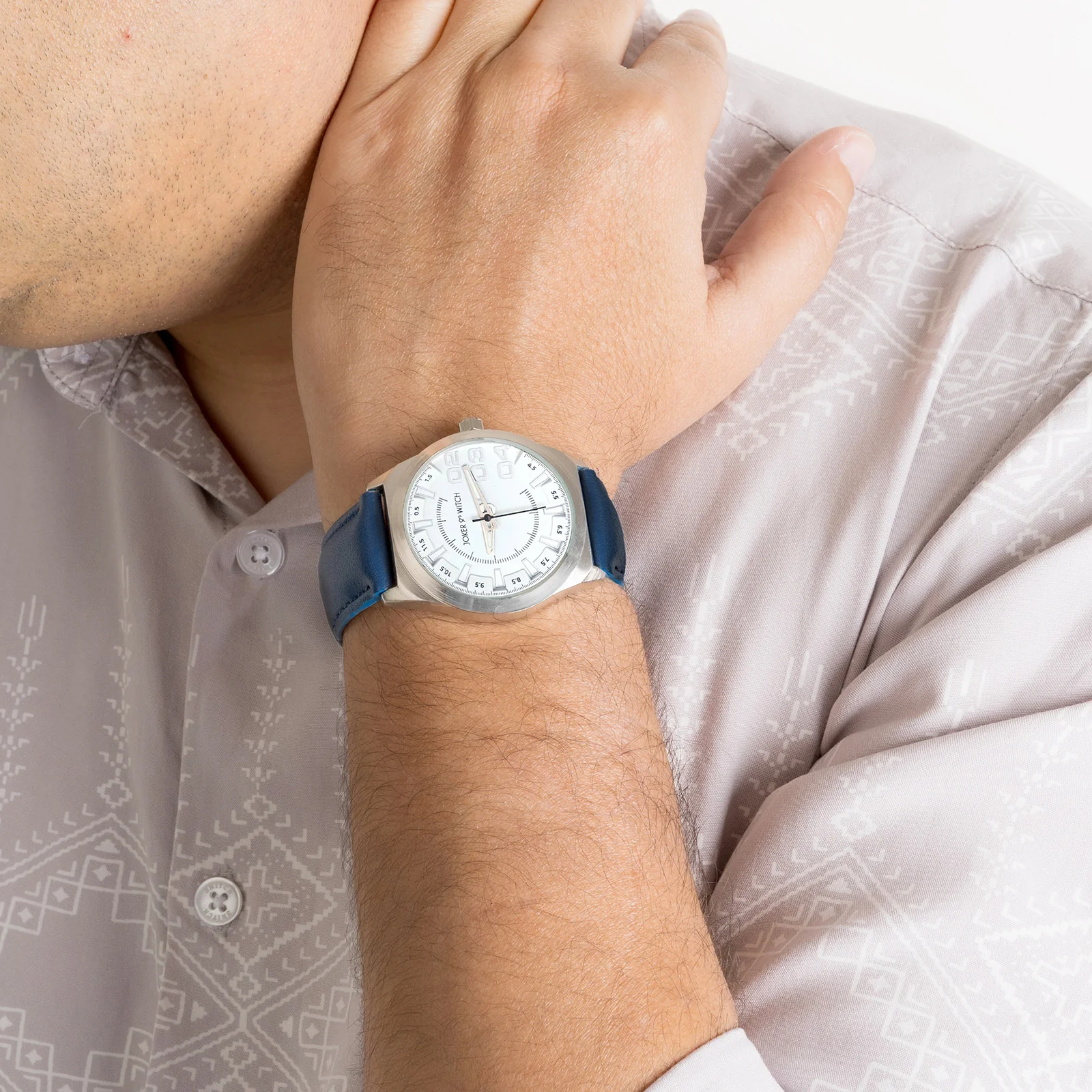 Kodiak White Large Dial Blue PU Strap Men's Watch - Image 2