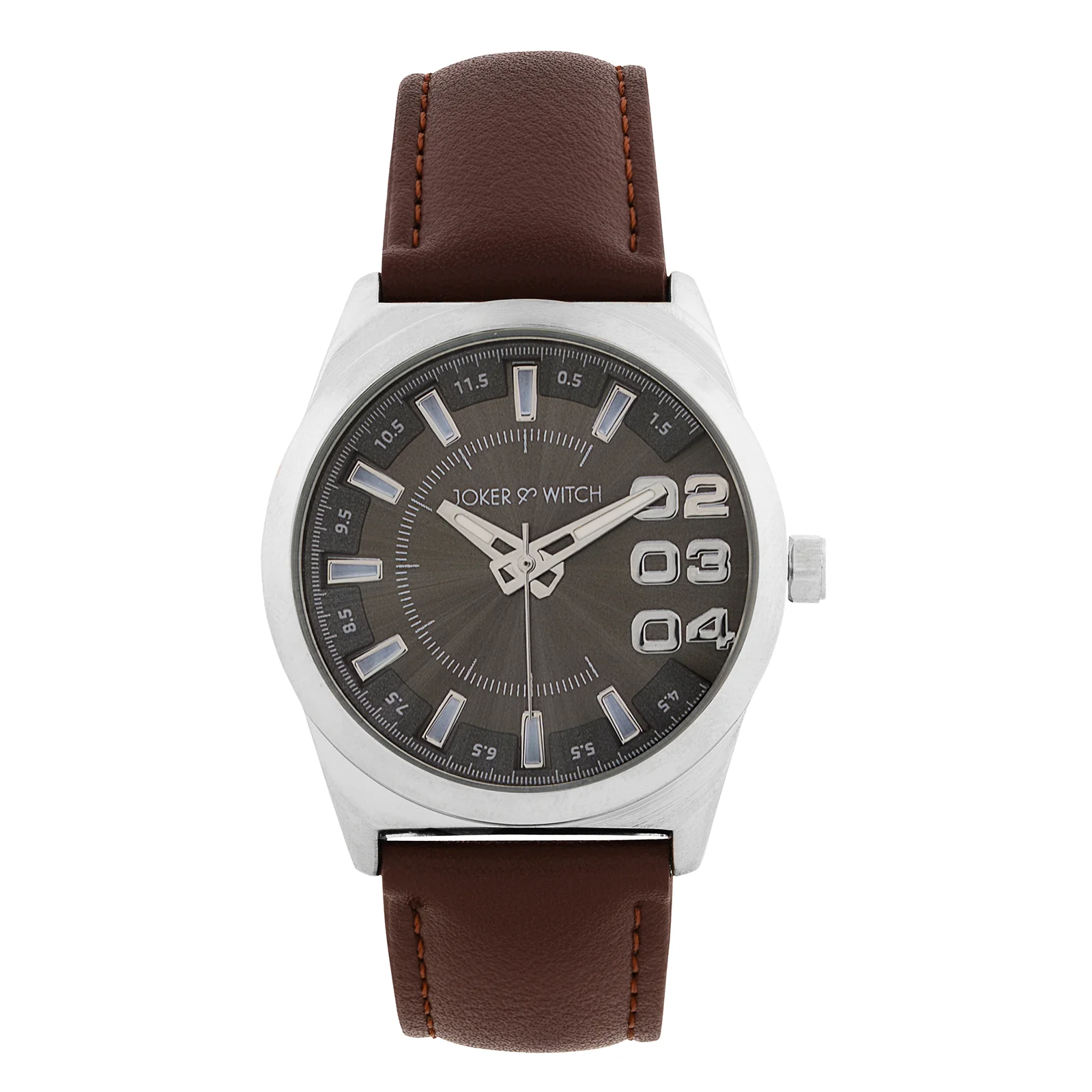Kodiak Grey Large Dial Brown PU Strap Men's Watch - Image 2