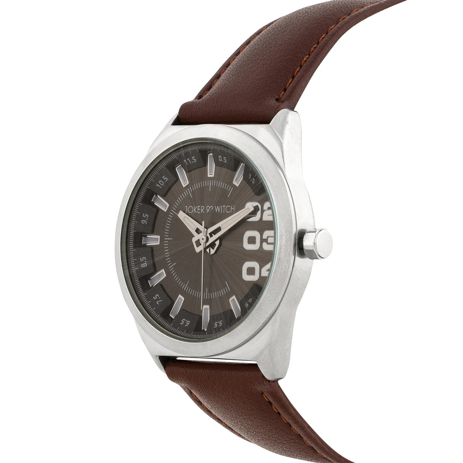 Kodiak Grey Large Dial Brown PU Strap Men's Watch - Image 4