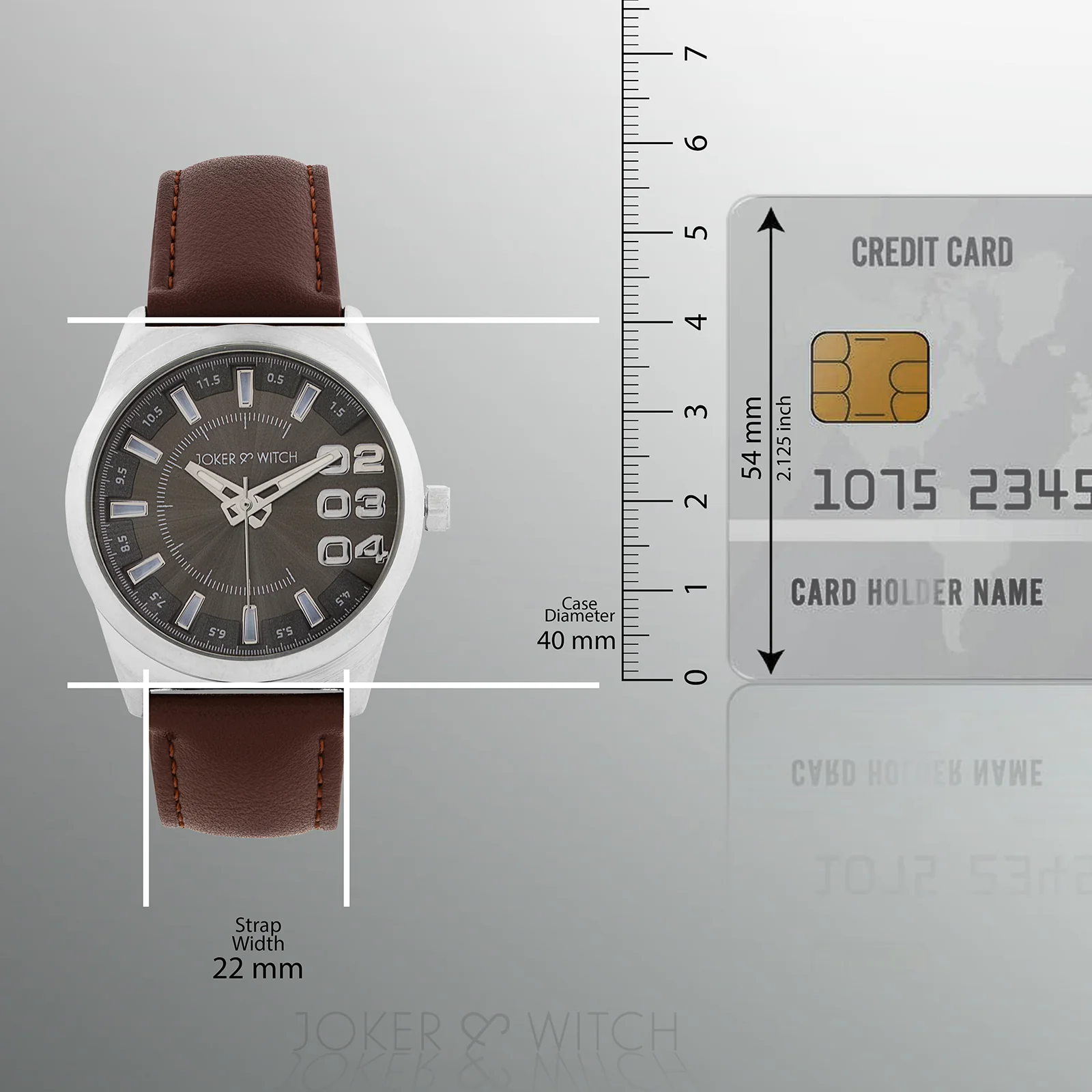 Kodiak Grey Large Dial Brown PU Strap Men's Watch - Image 8