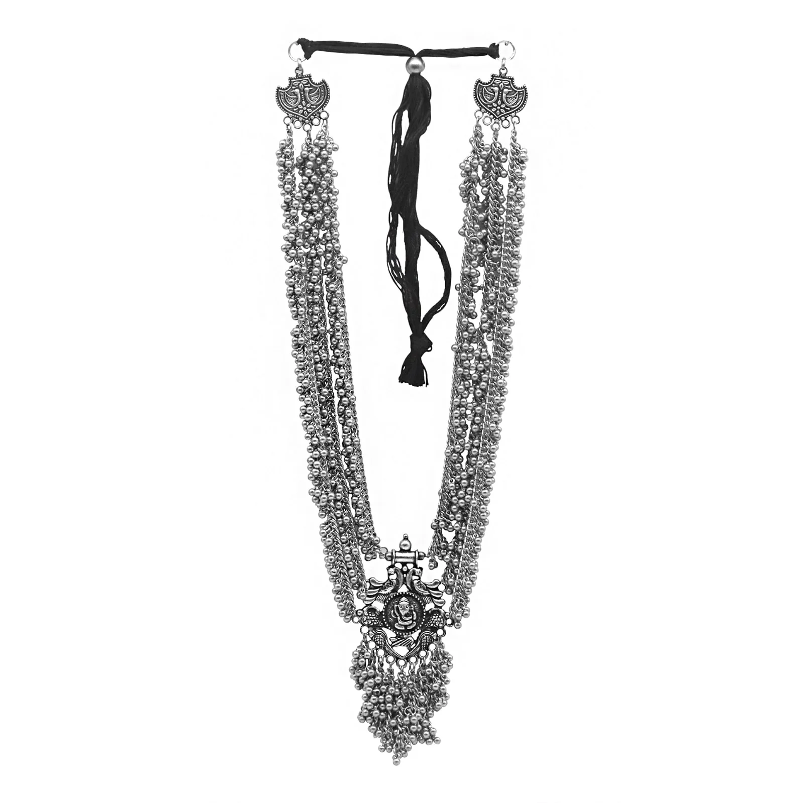 Krisha Silver Oxidized Ghungroo necklace - Image 3