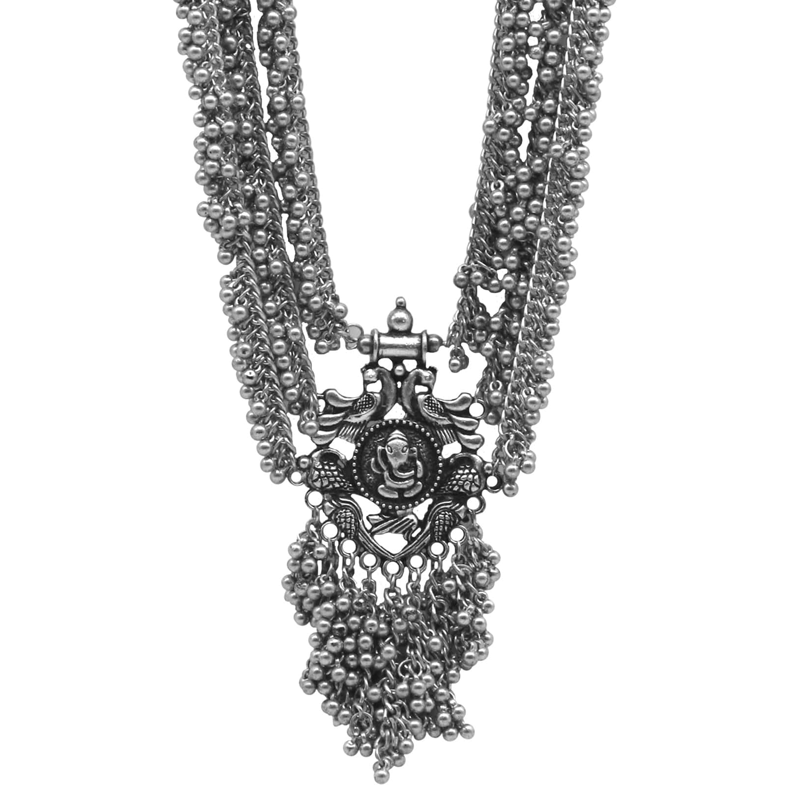 Krisha Silver Oxidized Ghungroo necklace - Image 4
