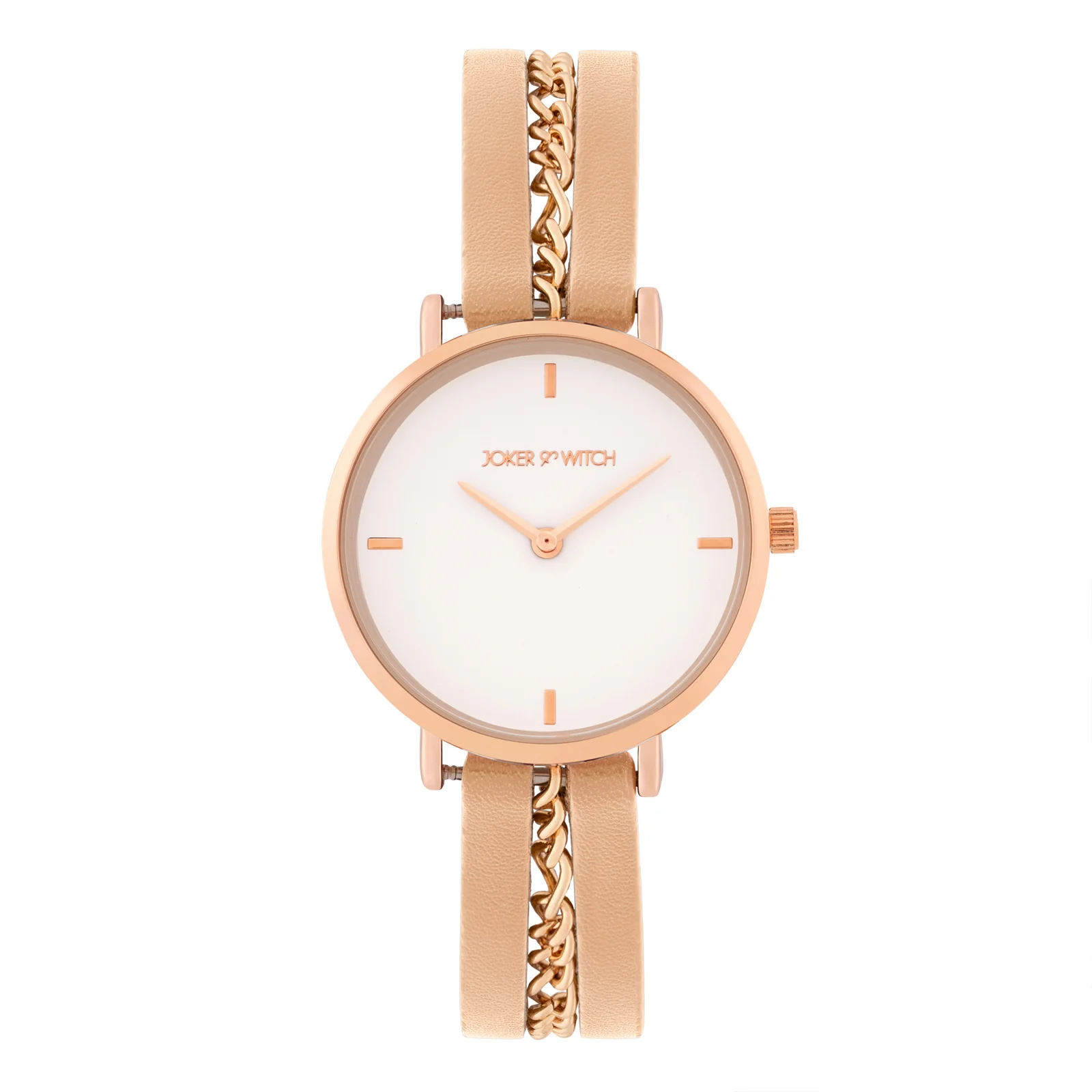 Kristina White Medium Dial Beige PU-Chain Strap Women's Watch - Image 3