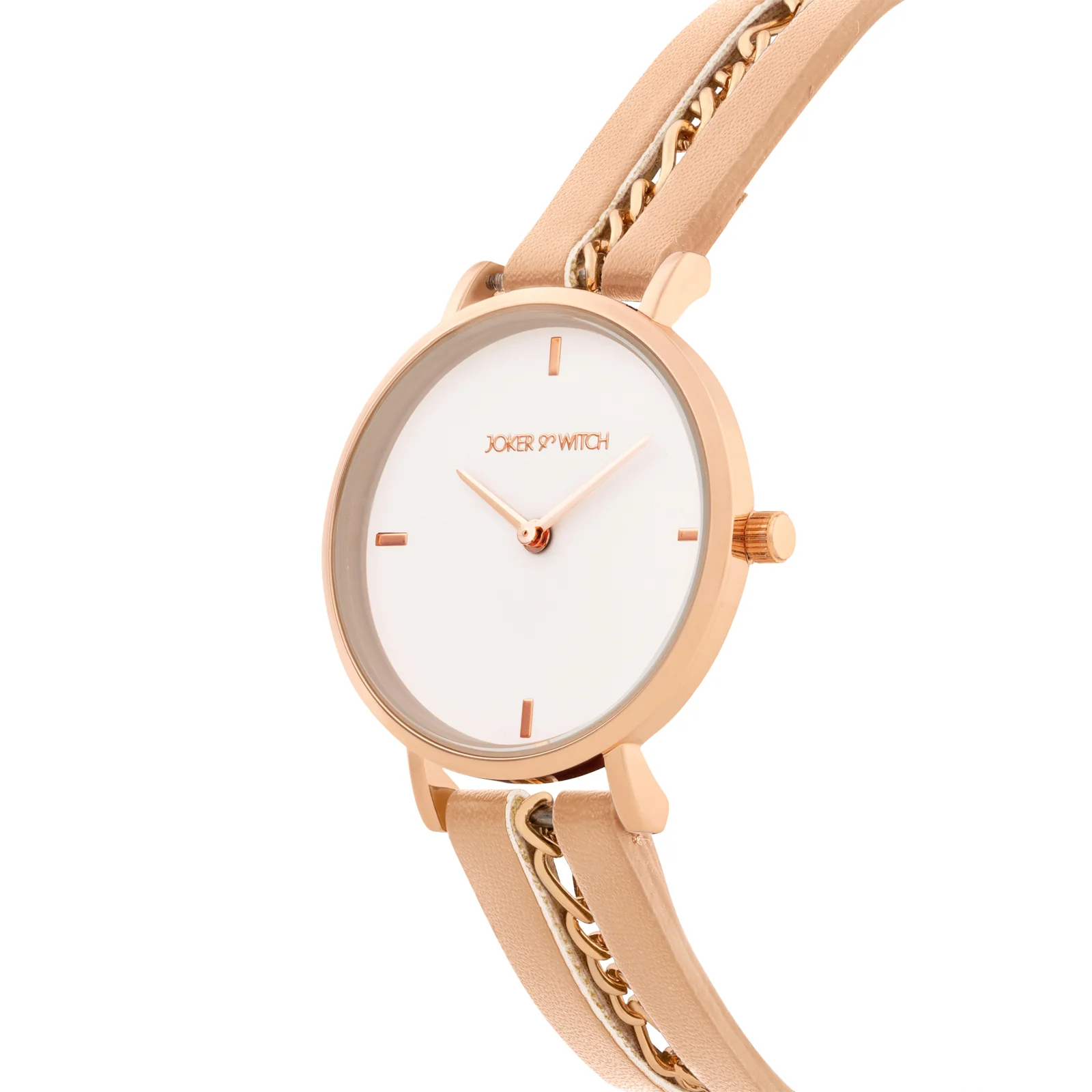 Kristina White Medium Dial Beige PU-Chain Strap Women's Watch - Image 4