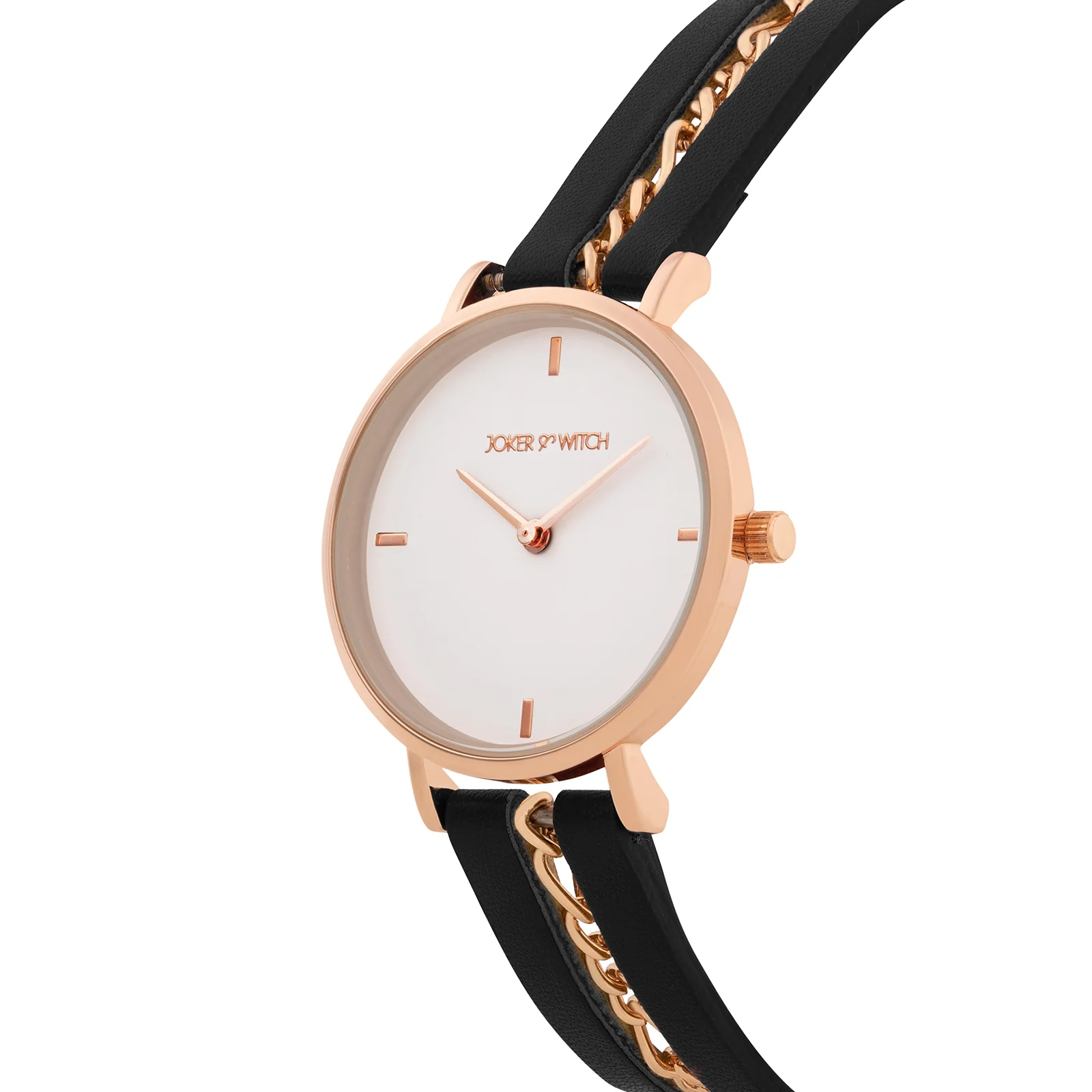 Kristina White Medium Dial Black PU-Chain Strap Women's Watch - Image 4