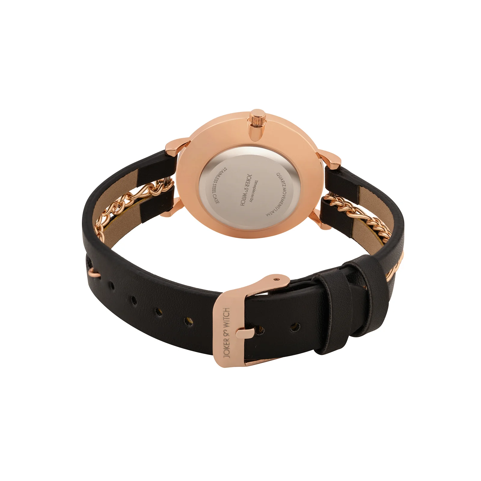 Kristina White Medium Dial Black PU-Chain Strap Women's Watch - Image 6