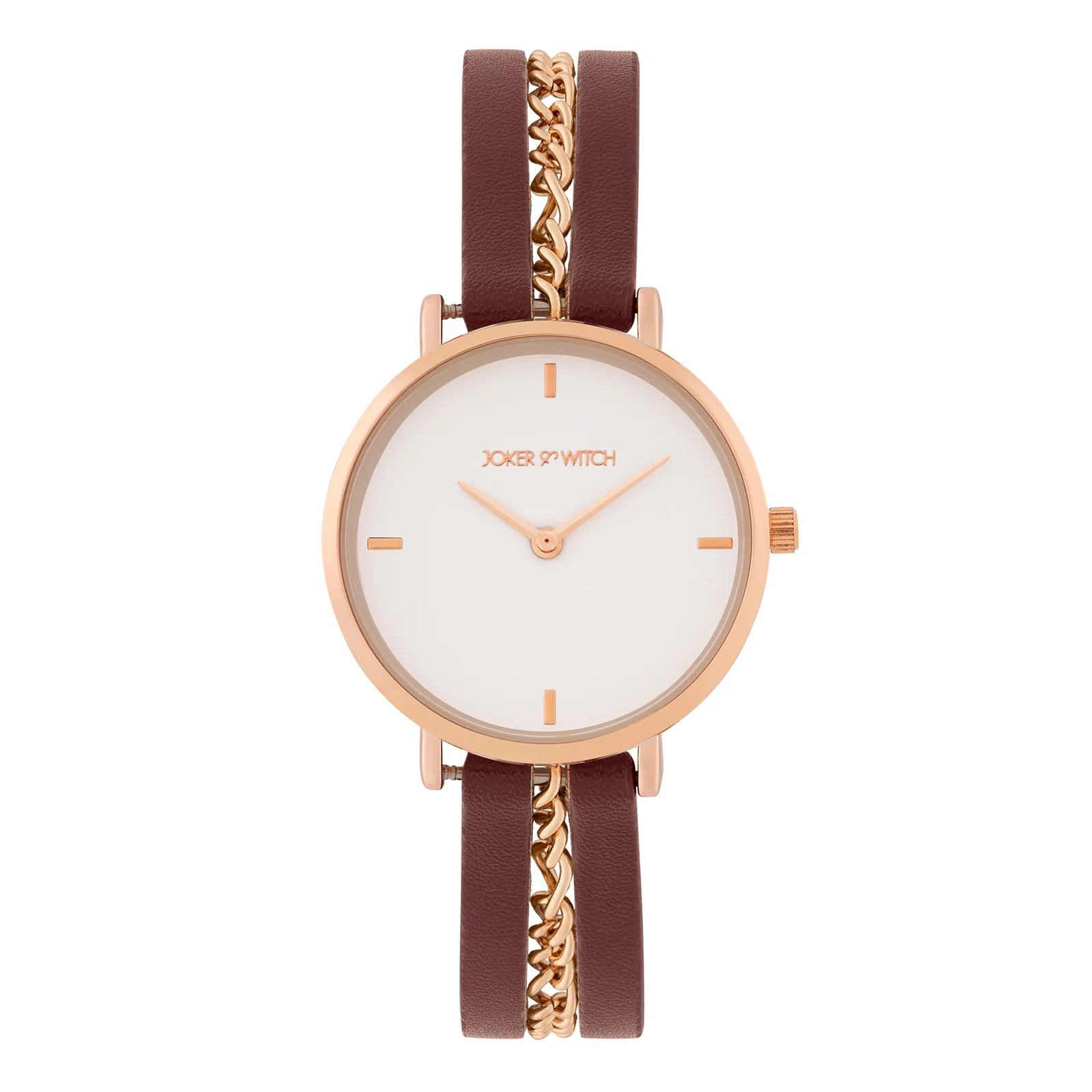 Kristina White Medium Dial Maroon PU-Chain Strap Women's Watch - Image 3