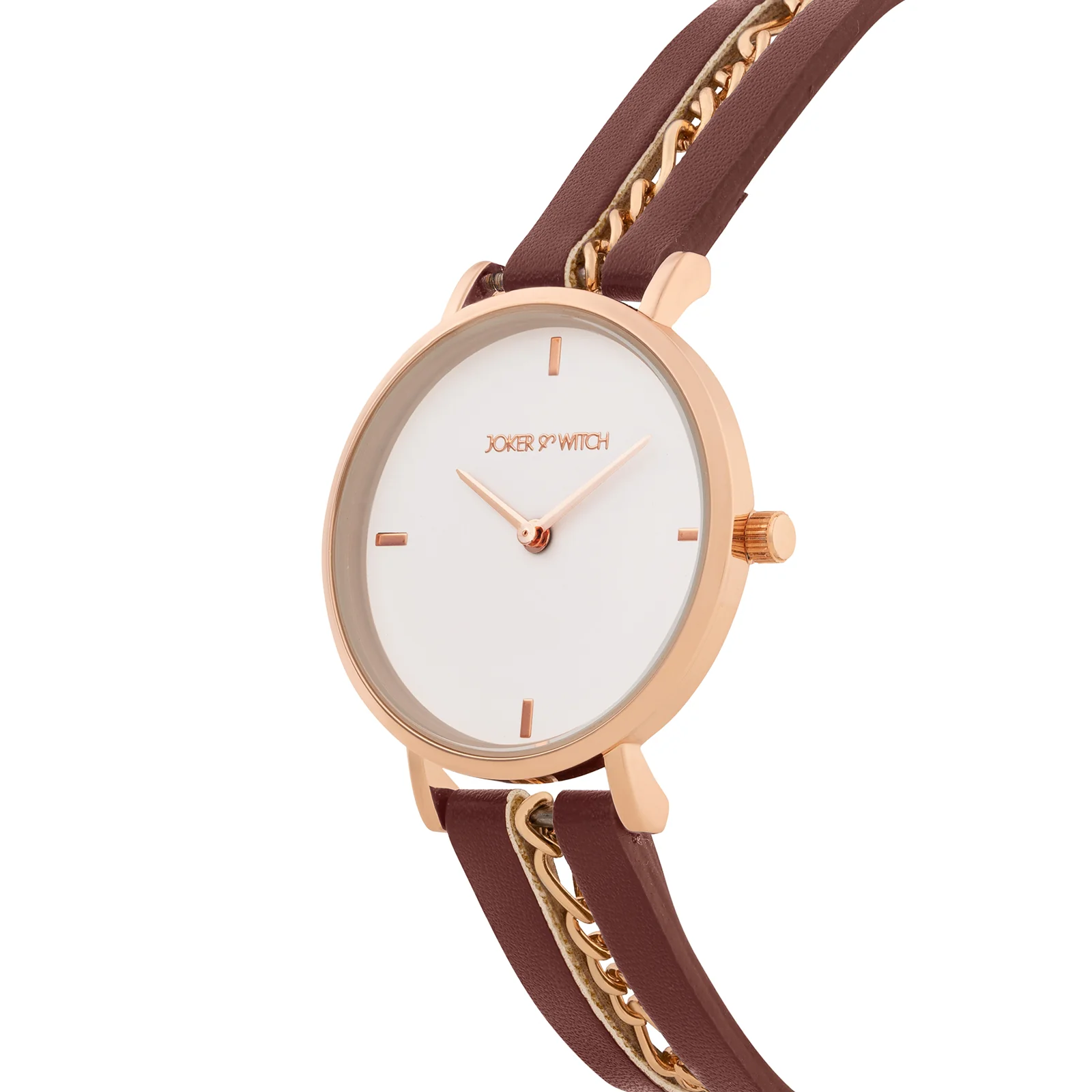 Kristina White Medium Dial Maroon PU-Chain Strap Women's Watch - Image 4