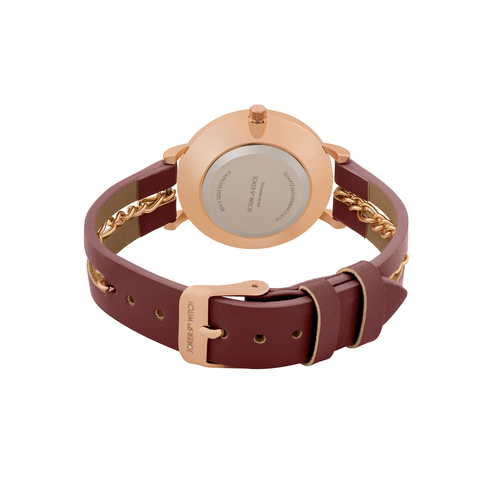 Kristina White Medium Dial Maroon PU-Chain Strap Women's Watch - Image 6