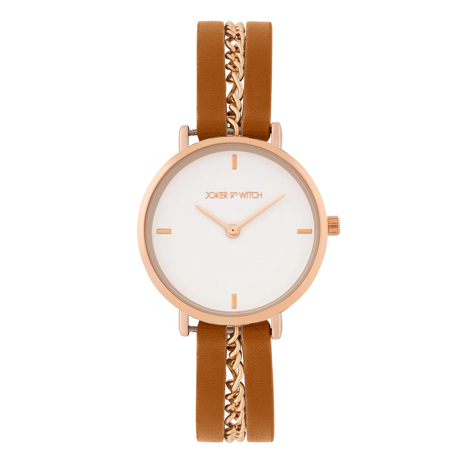 Kristina White Medium Dial Brown PU-Chain Strap Women's Watch - Image 3
