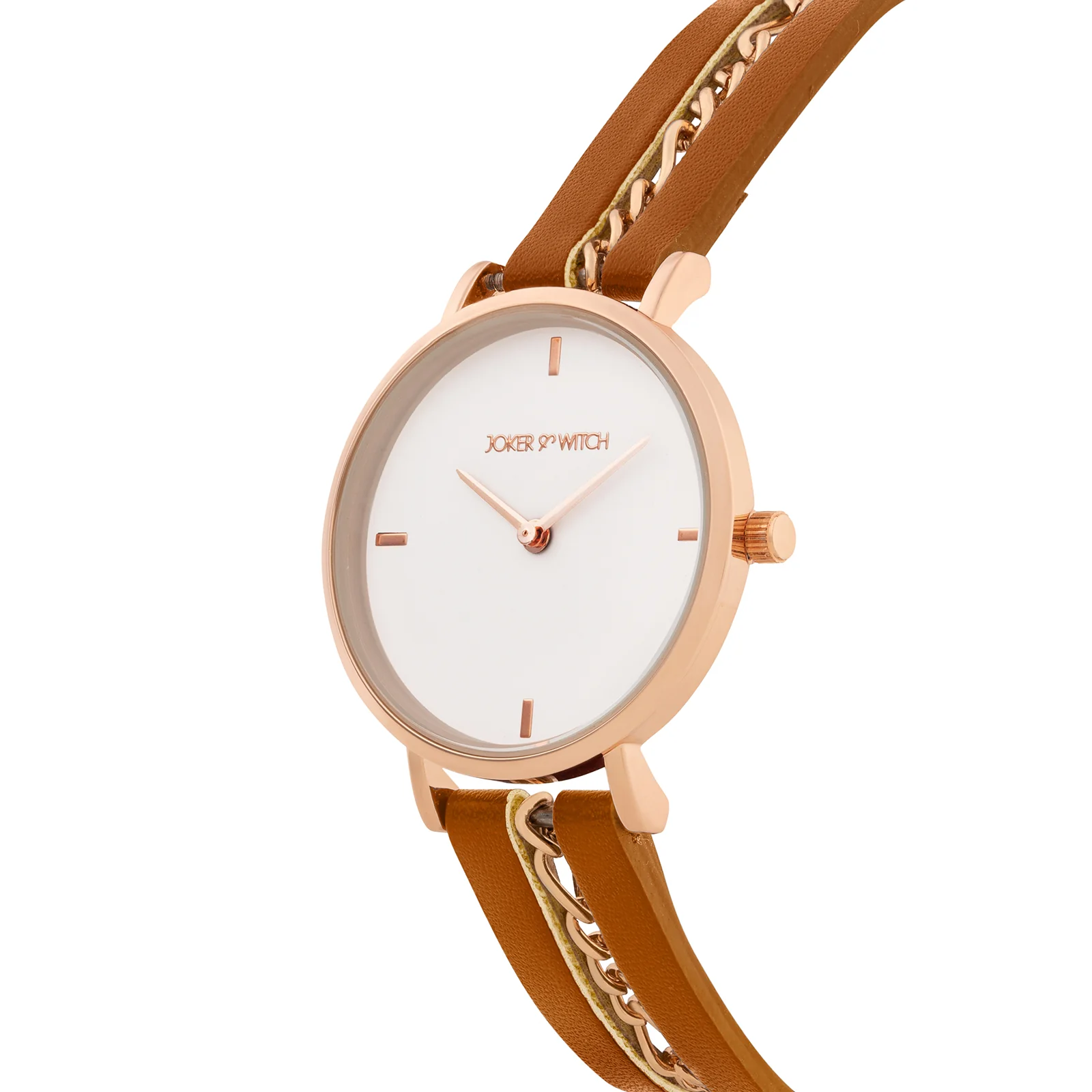 Kristina White Medium Dial Brown PU-Chain Strap Women's Watch - Image 4