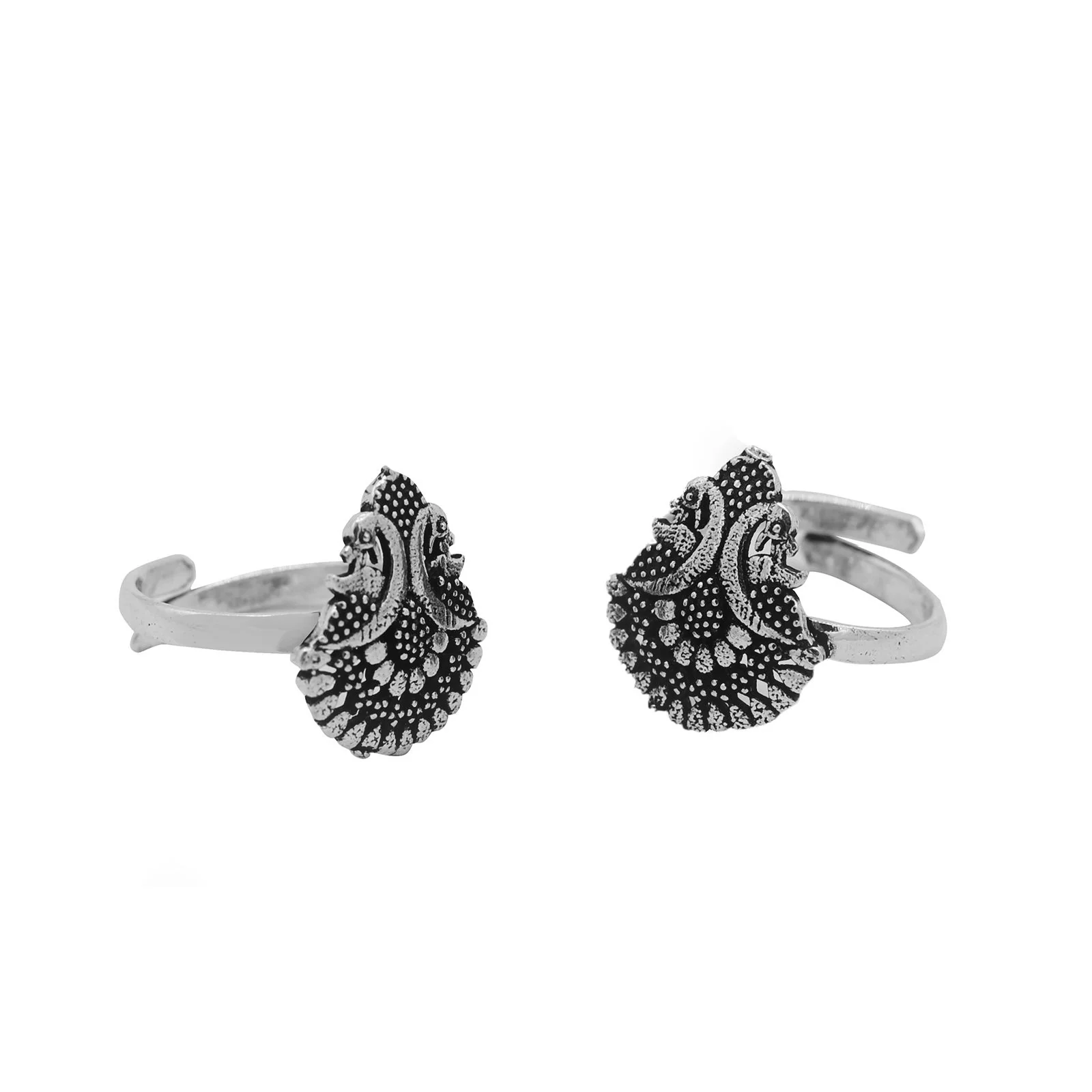 Kshtriya Peacock Silver Oxidized  Toe rings - Image 3